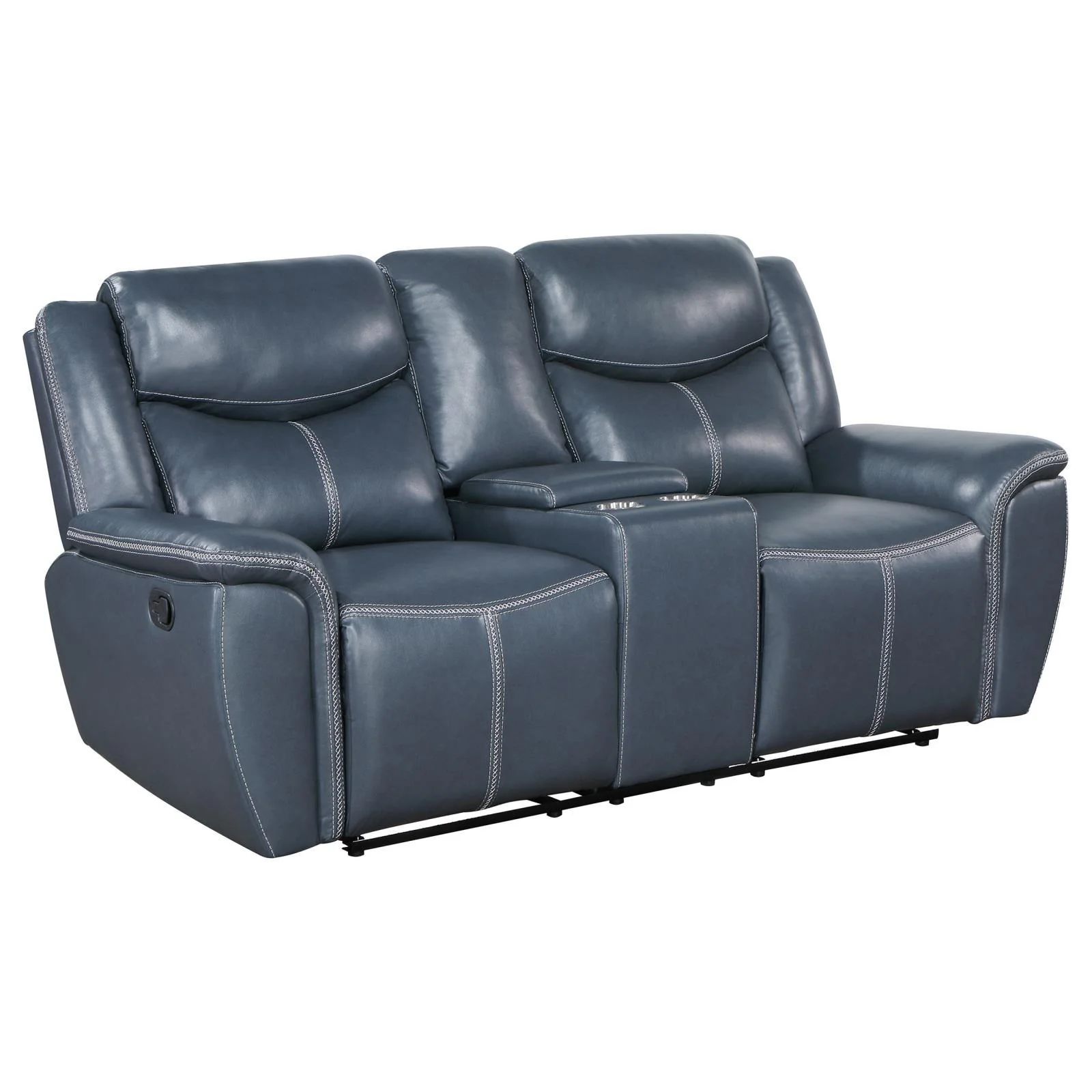 Sloane Blue 2-Piece Upholstered Motion Reclining Sofa Set - Image 8