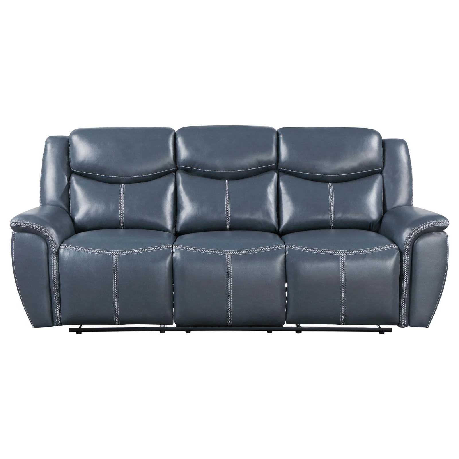 Sloane Blue Upholstered Motion Reclining Sofa with Drop Down Table