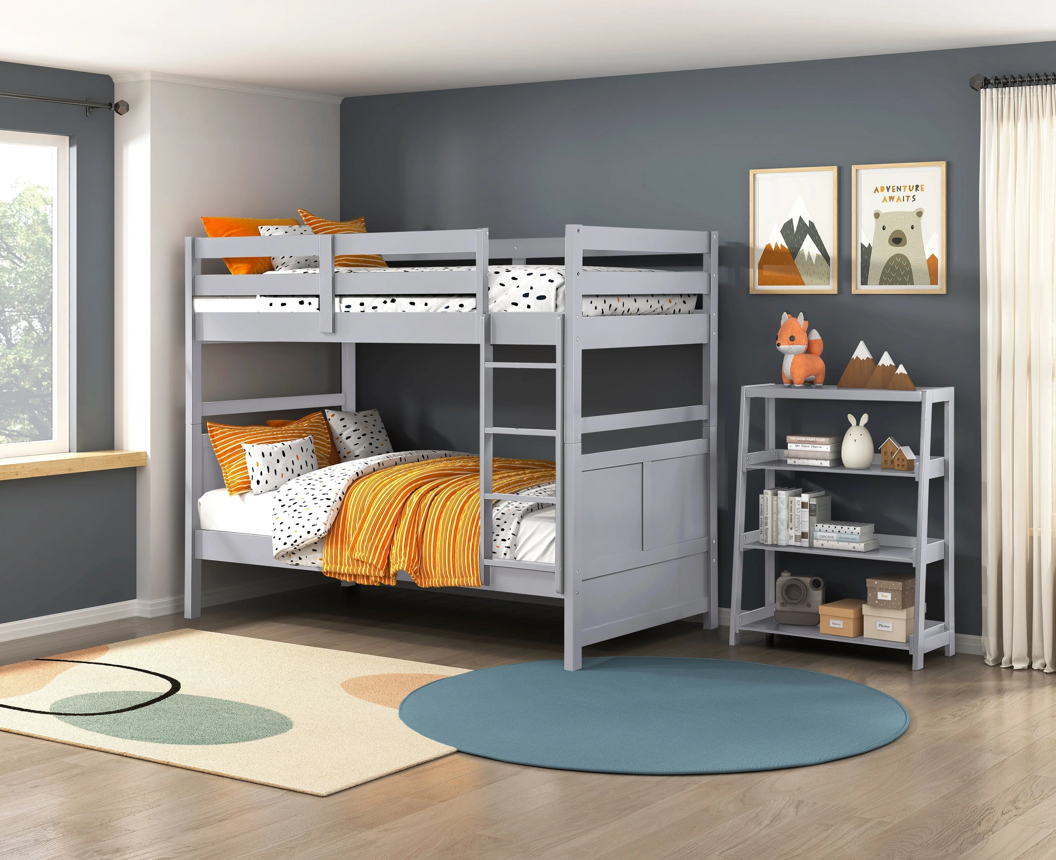 Sloane Gray Bookcase with 3 Fixed Shelves - Image 8