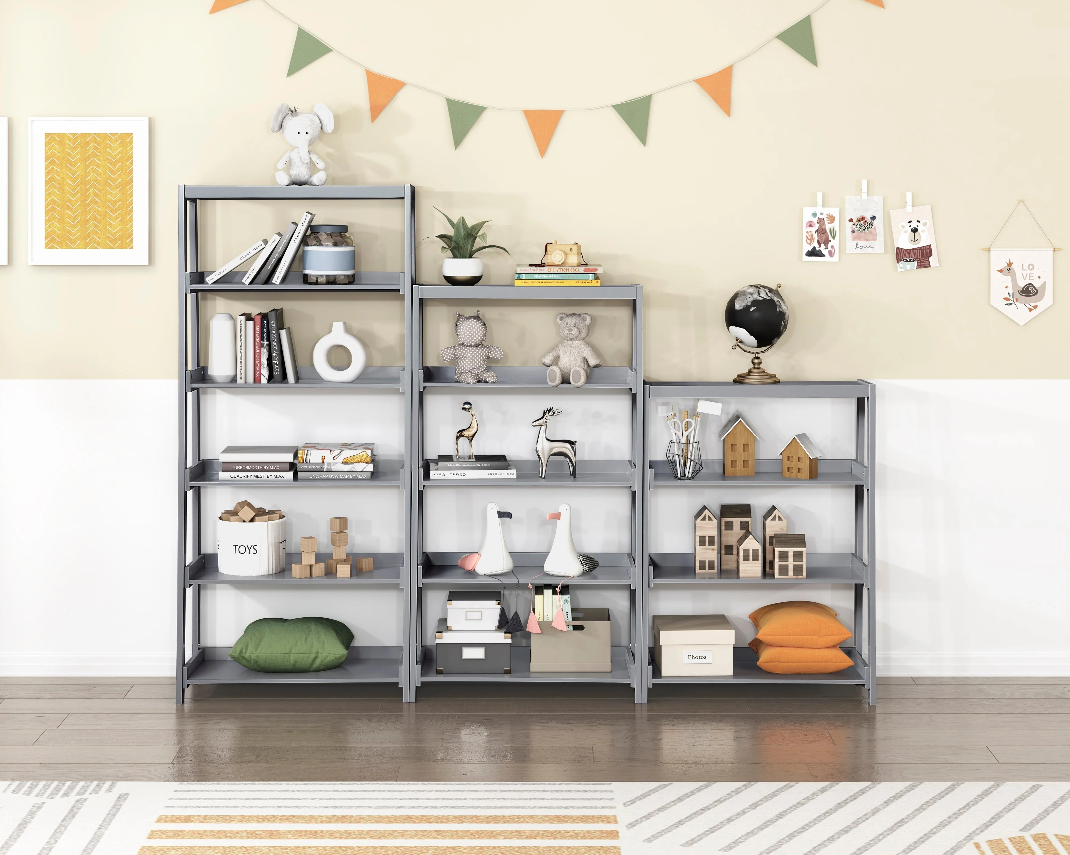 Sloane Gray Bookcase with 4 Fixed Shelves - Image 6