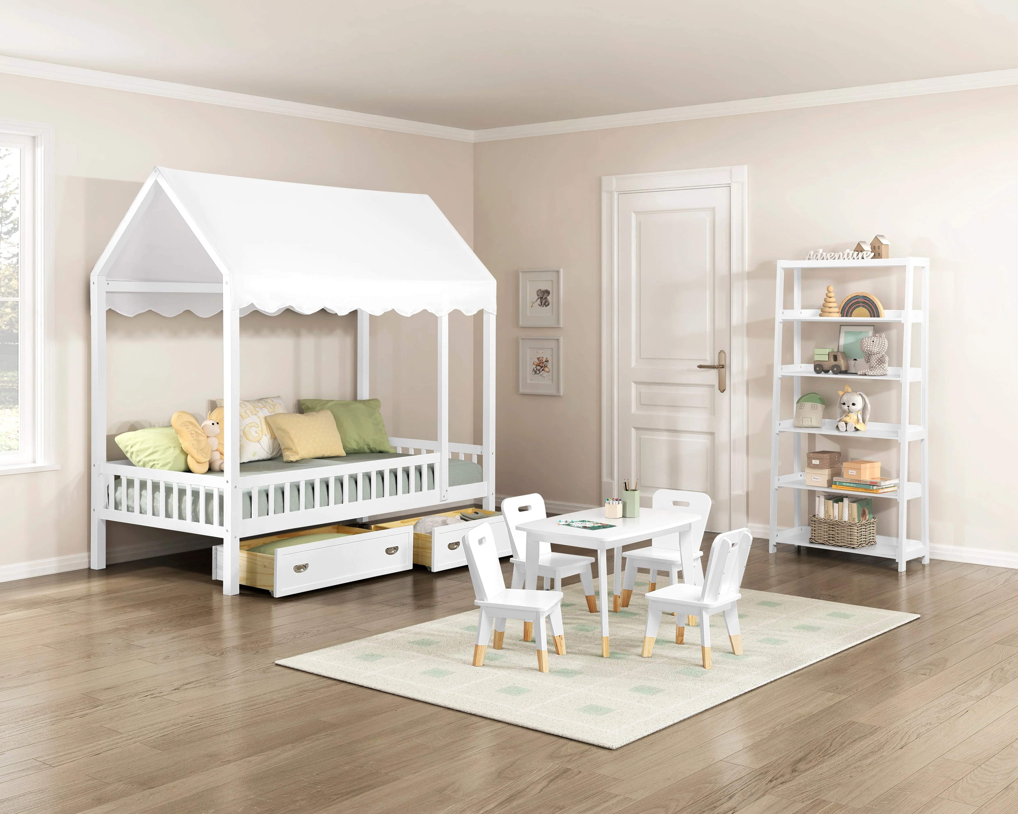 Sloane White 5-Piece Pack Children Table and Chairs Set - Image 9