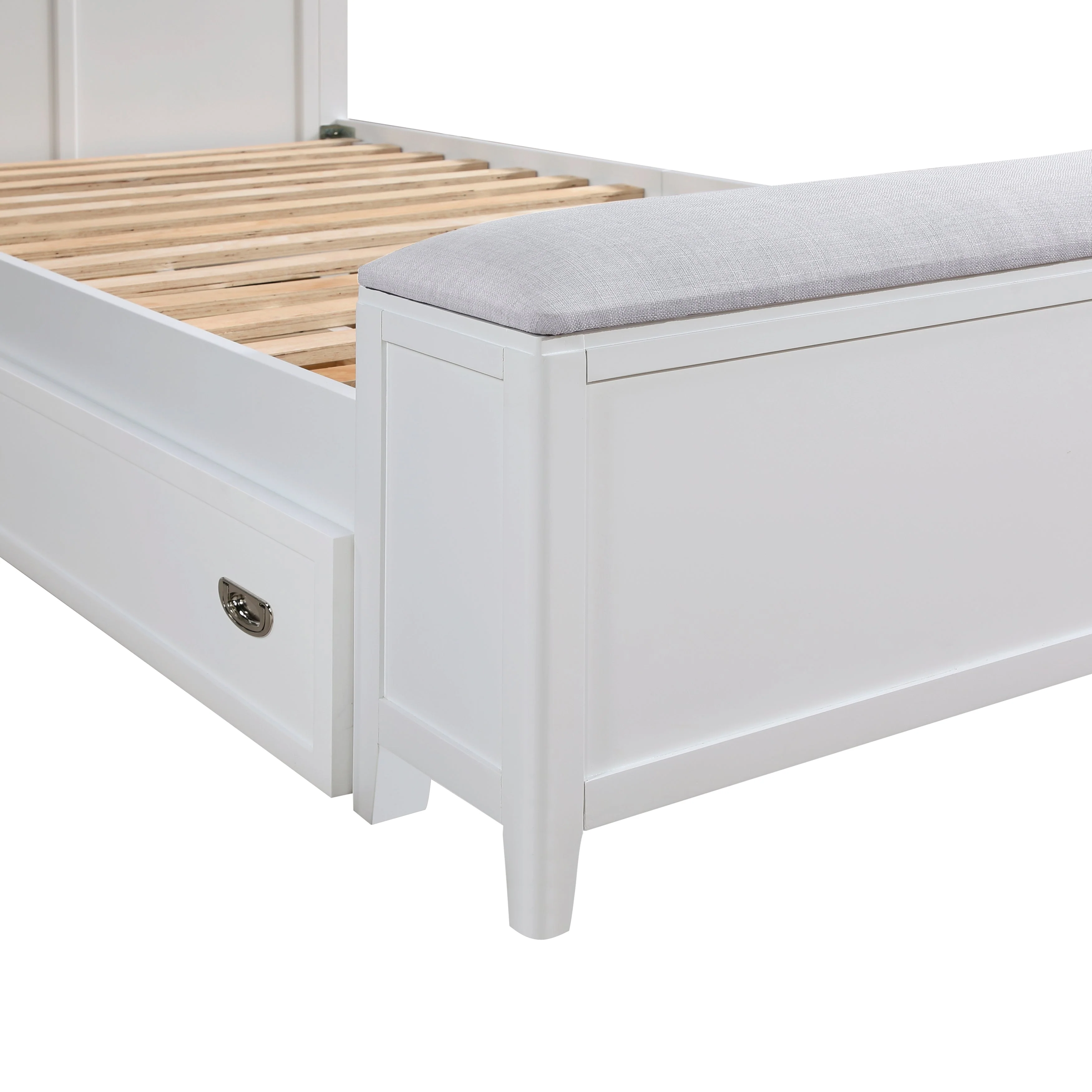 Sloane White Full Bookcase Bed with Hidden Desk, Stool and Storage Bench - Image 20