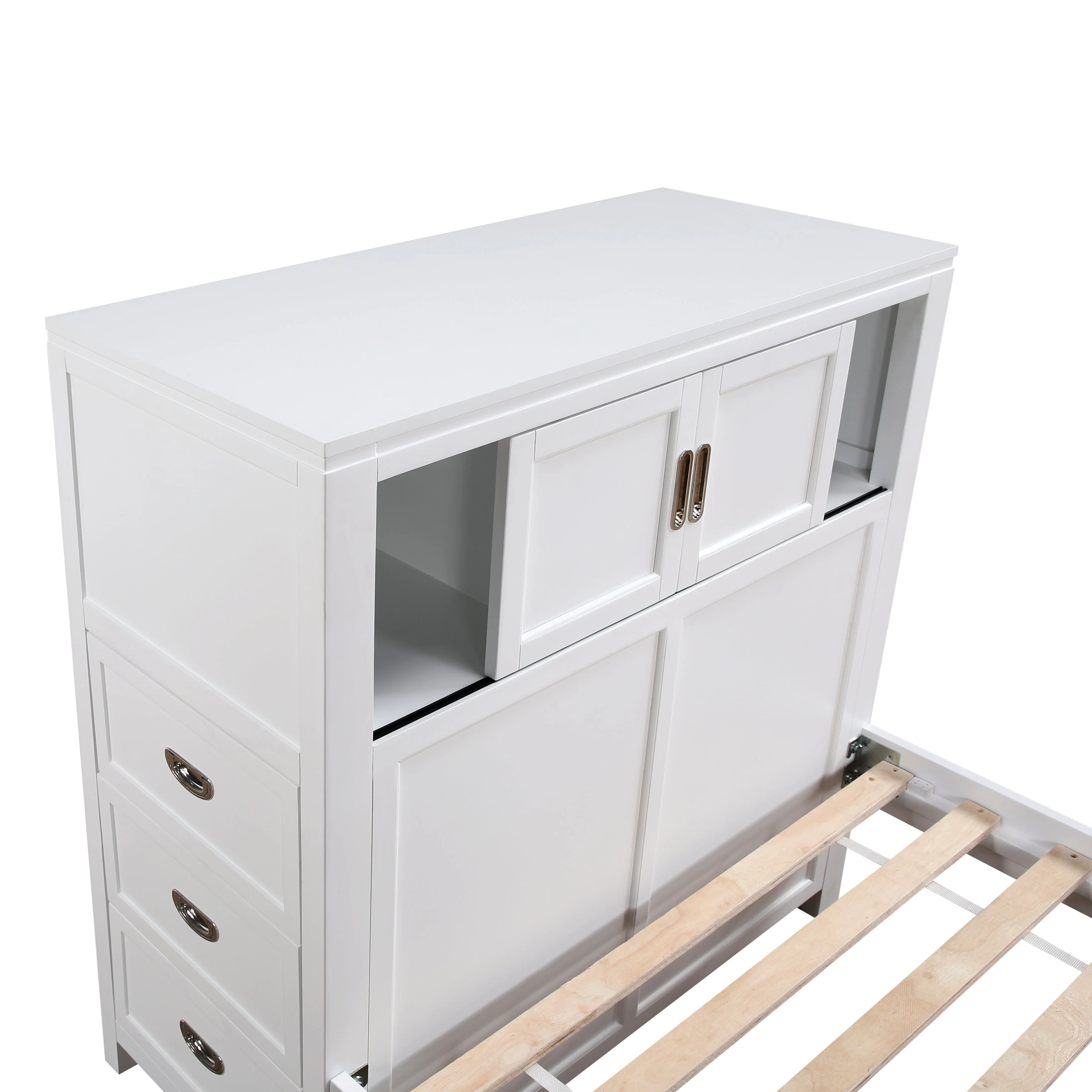 Sloane White Twin Bookcase Bed with Hidden Desk, Stool and Storage Bench - Image 20