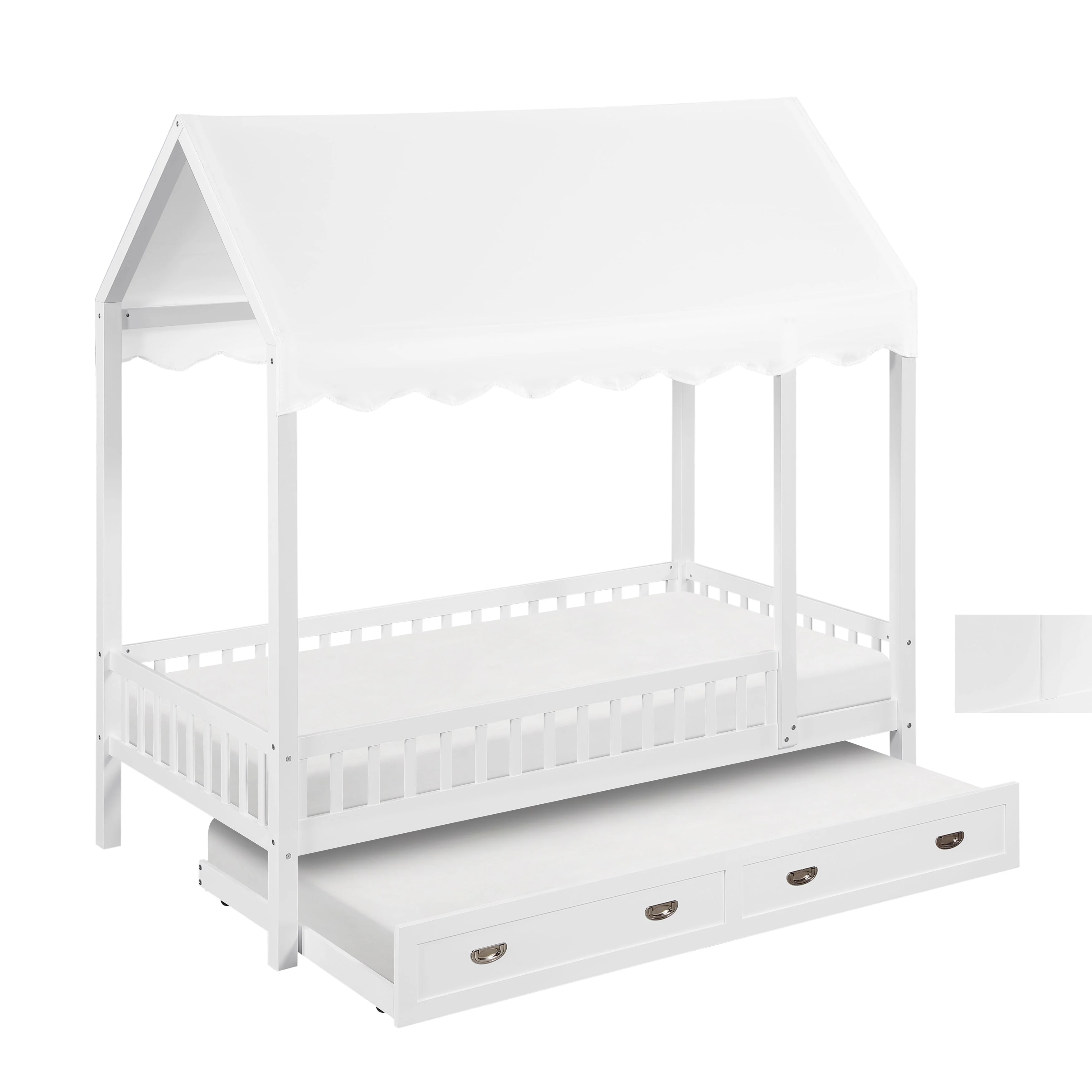 Sloane White Twin Canopy Platform Bed - Image 11