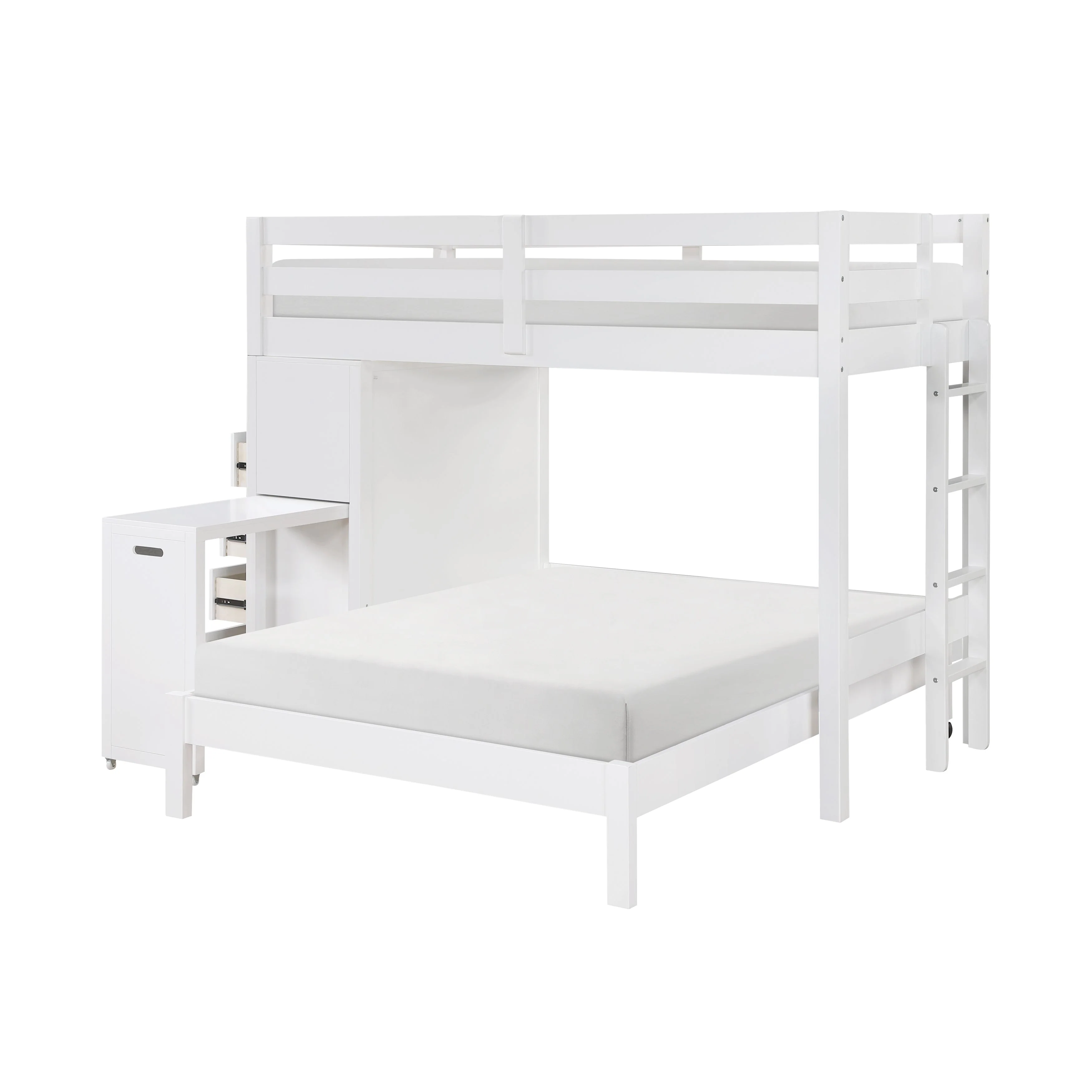 Sloane White Twin/Full Loft Bunk Bed with Chest and Hidden Desk - Image 7