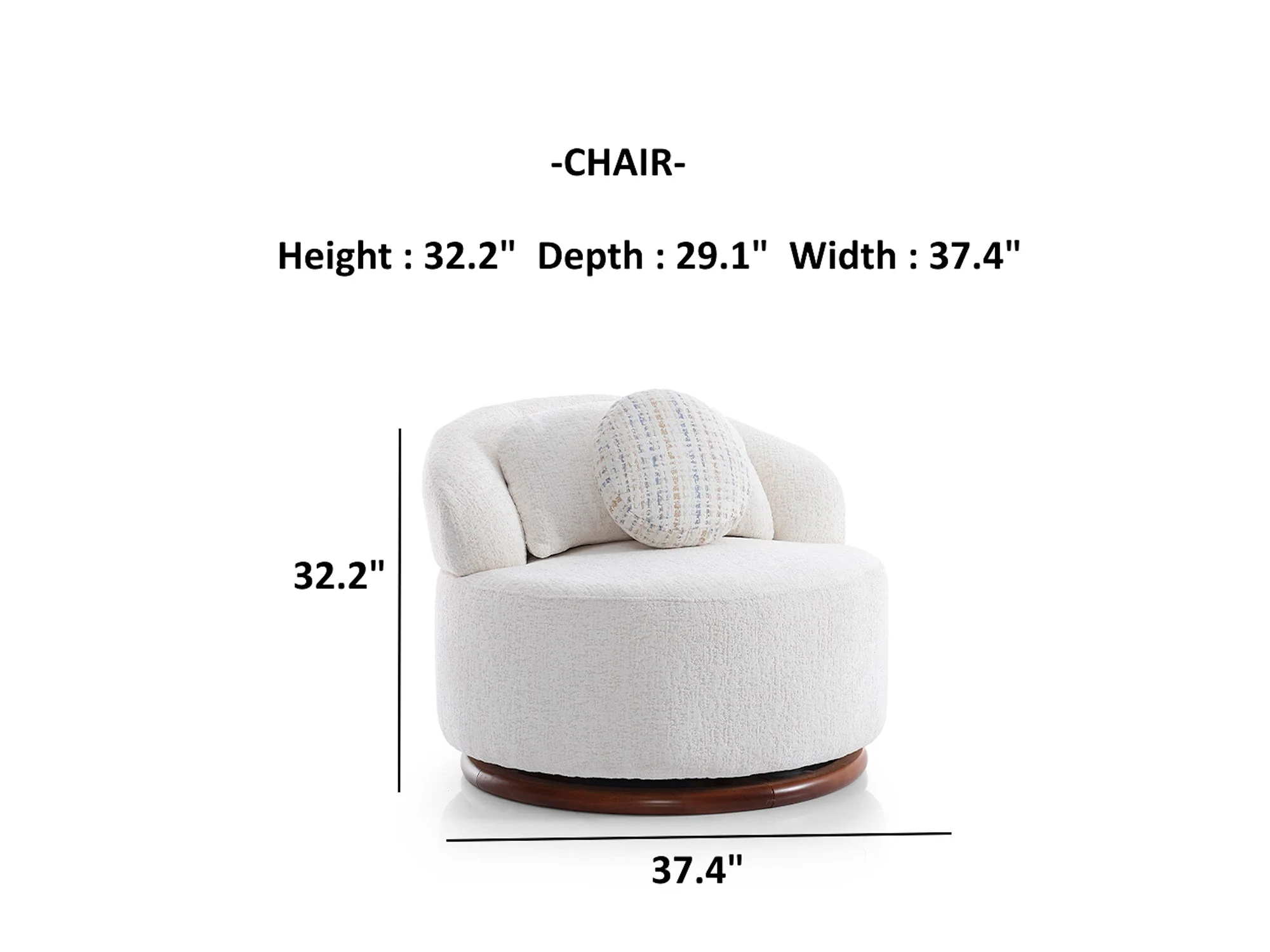 Snowy Cream 3-pieces (Sofa & Loveseat & Swivel Chair) Living Room Set - Image 10