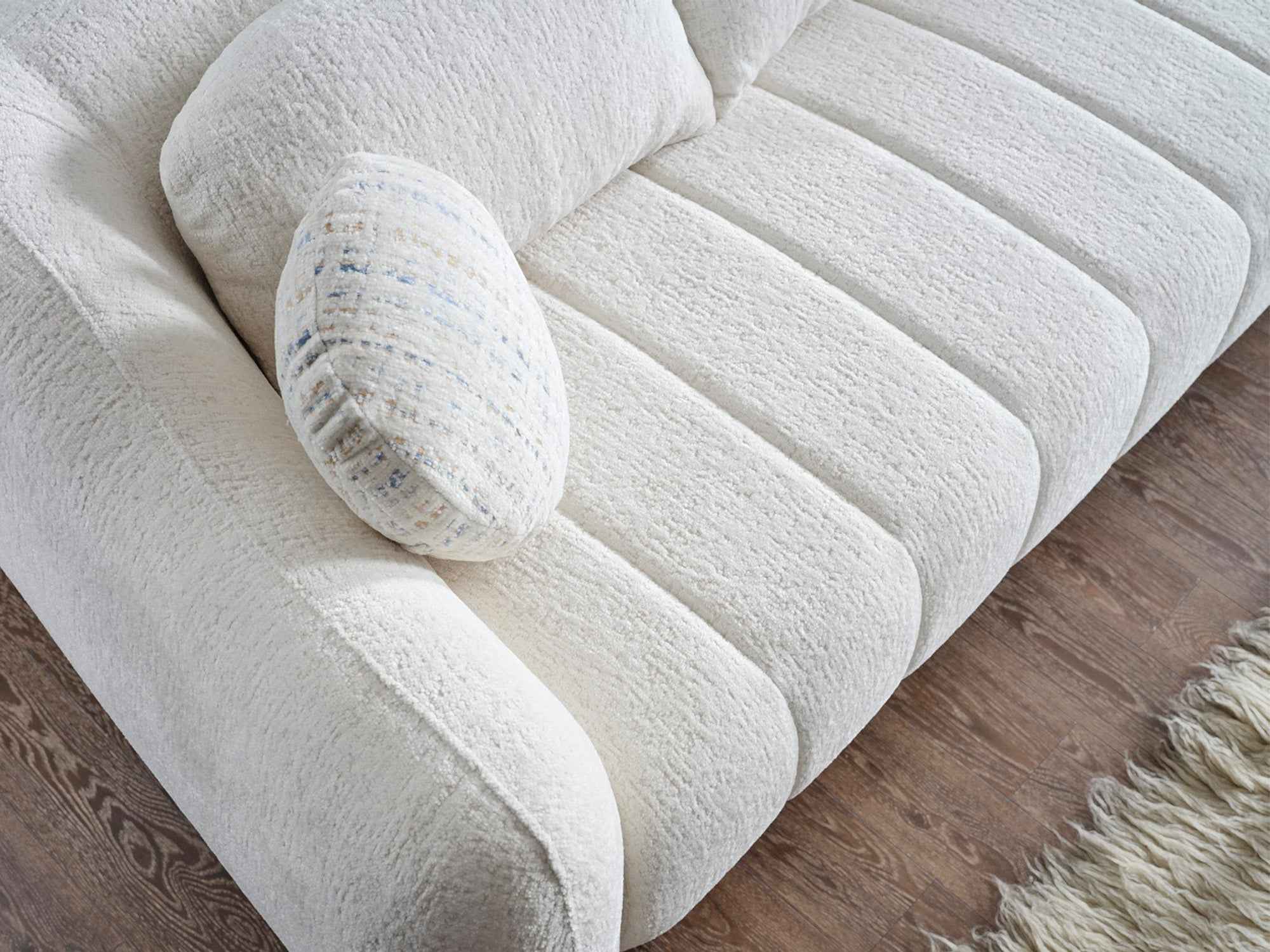 Snowy Cream 3-pieces (Sofa & Loveseat & Swivel Chair) Living Room Set - Image 2