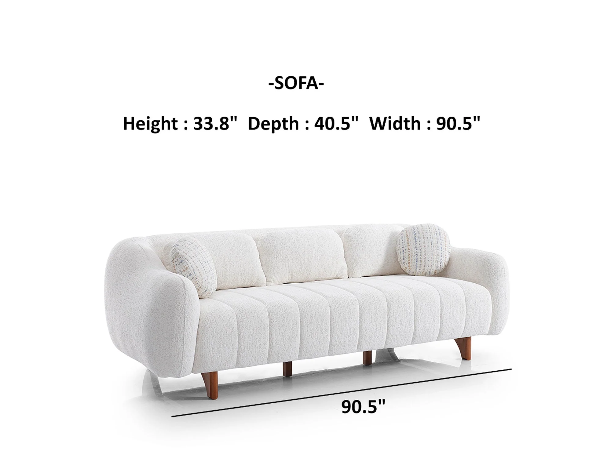 Snowy Cream 3-pieces (Sofa & Loveseat & Swivel Chair) Living Room Set - Image 8