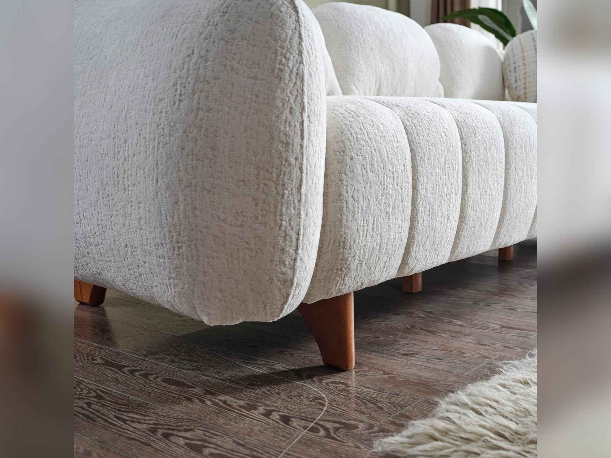 Snowy Cream Stationary Sofa - Image 3