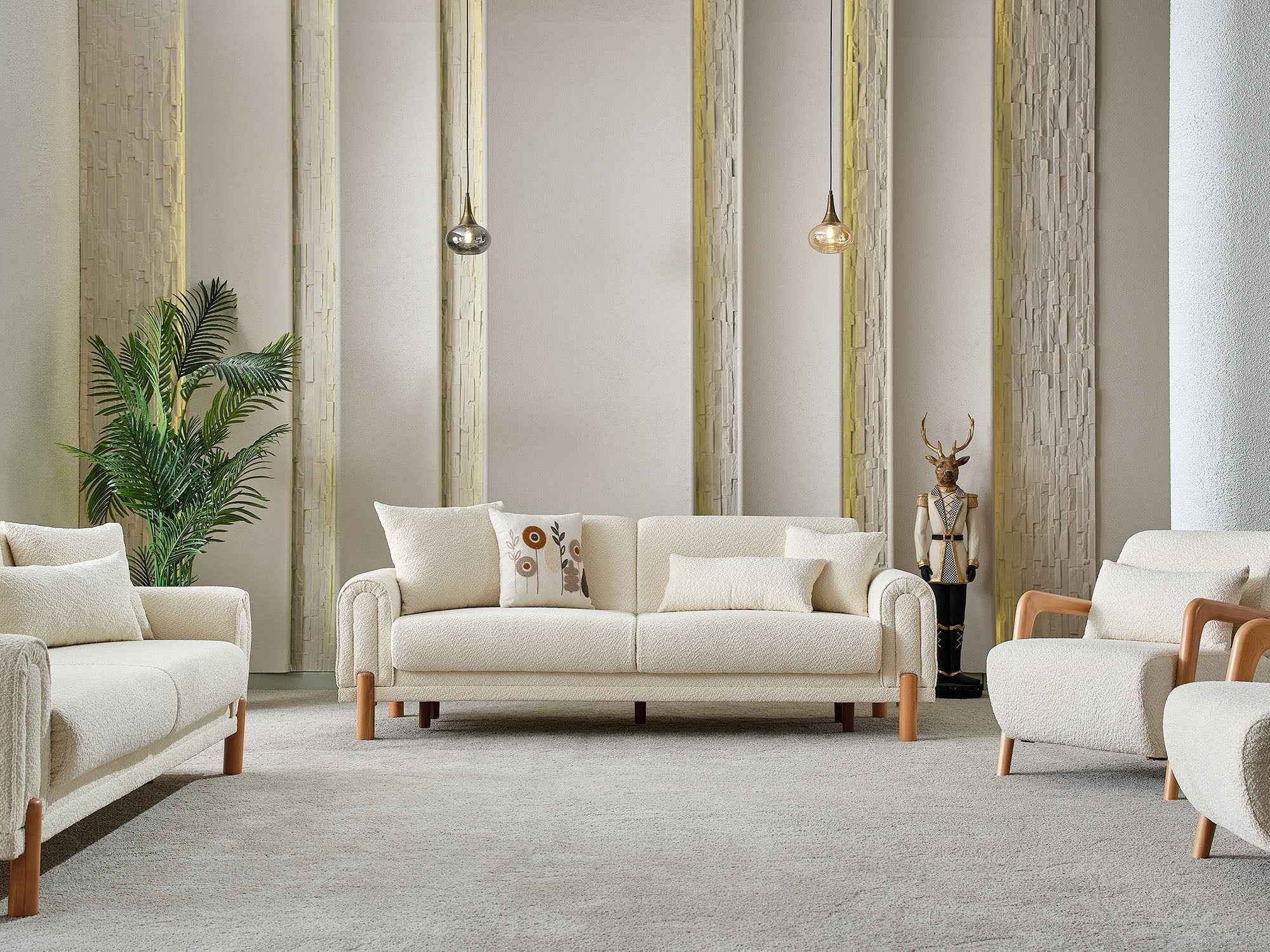 Soho Cream 3-pieces (Sofa & Loveseat & Chair) Living Room Set - Image 4