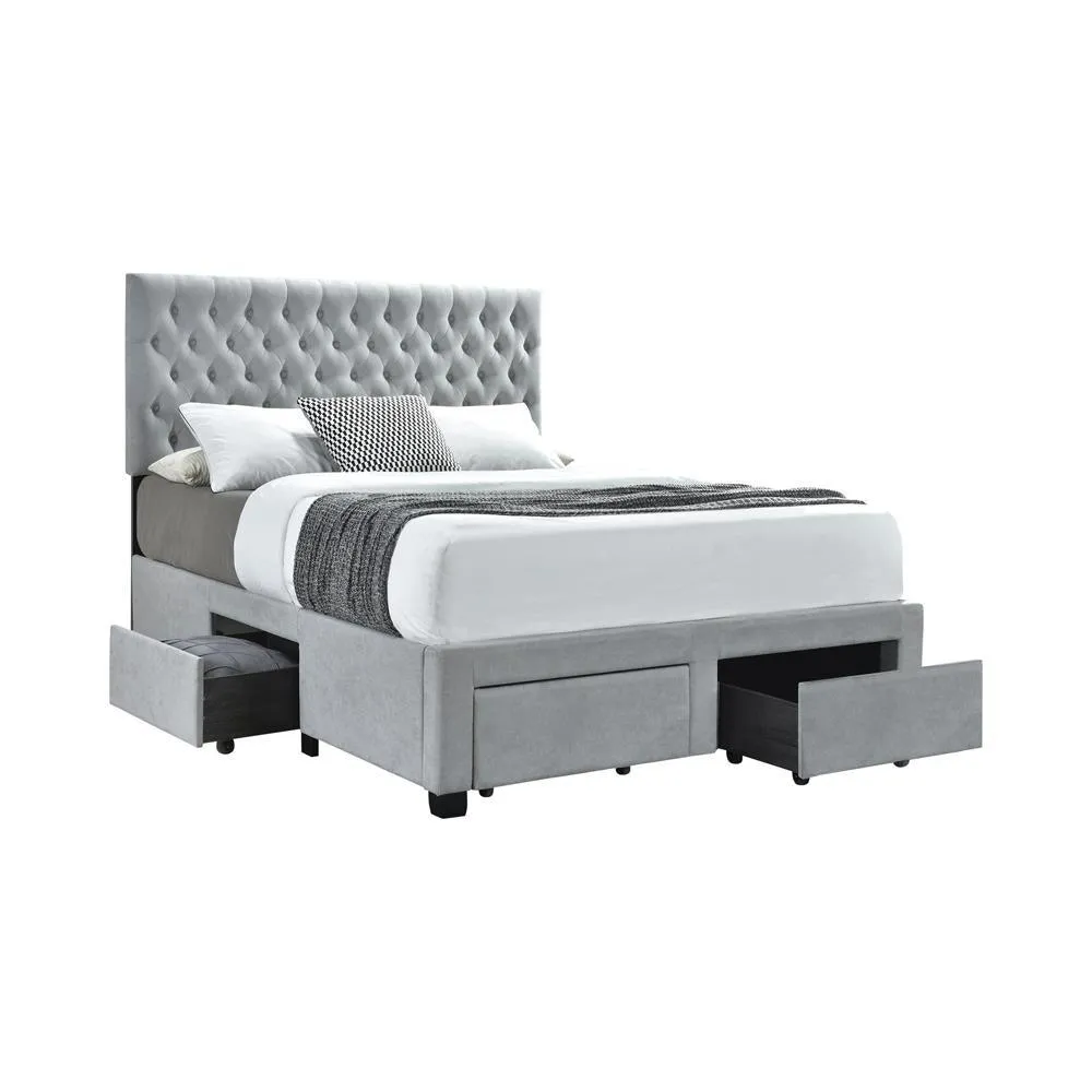 Soledad Beige Eastern King 4-Drawer Button Tufted Storage Bed - Image 2