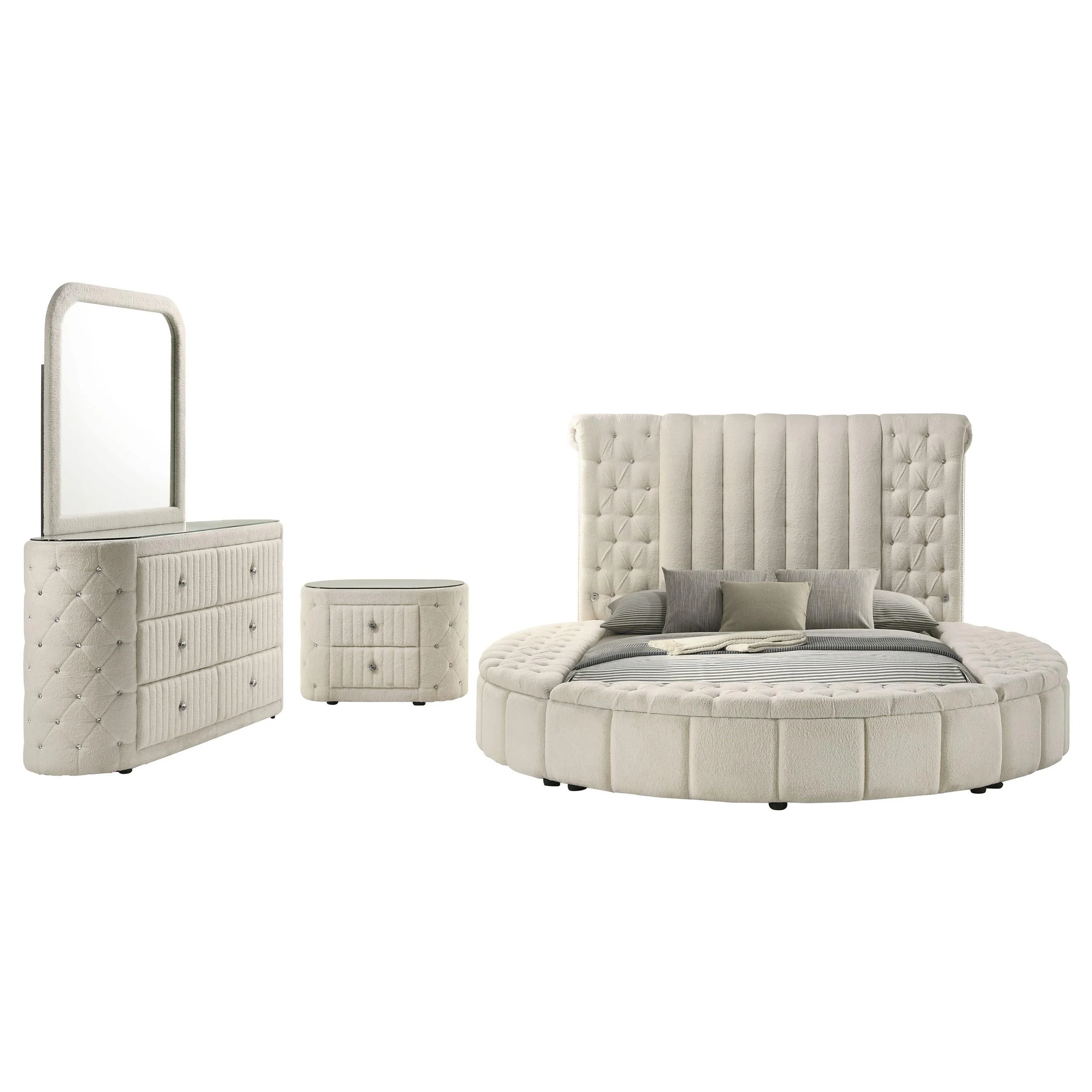 Sonya Ivory 4-Piece Upholstered Queen Bedroom Set - Image 2