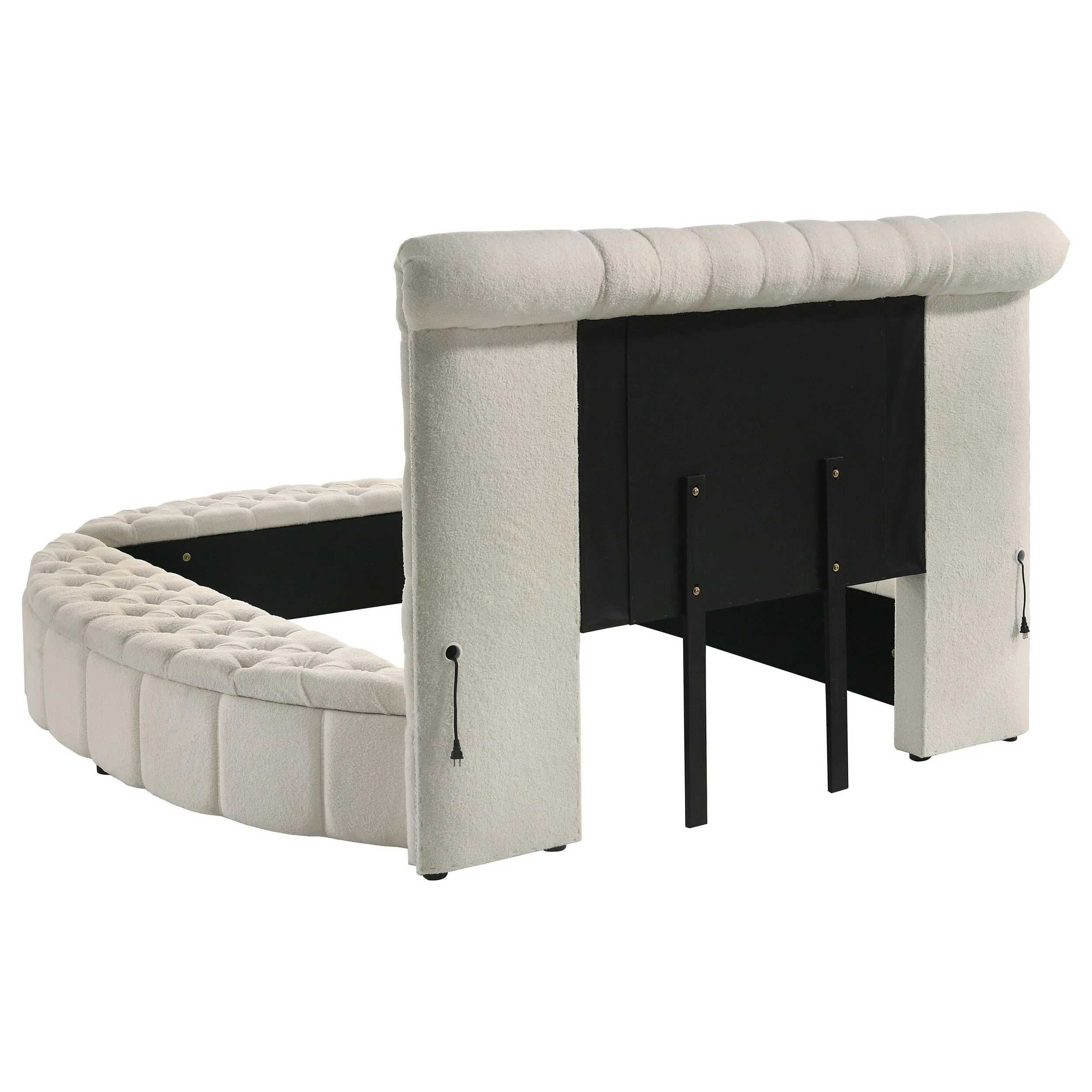Sonya Ivory Upholstered Queen Round Storage Bed - Image 7