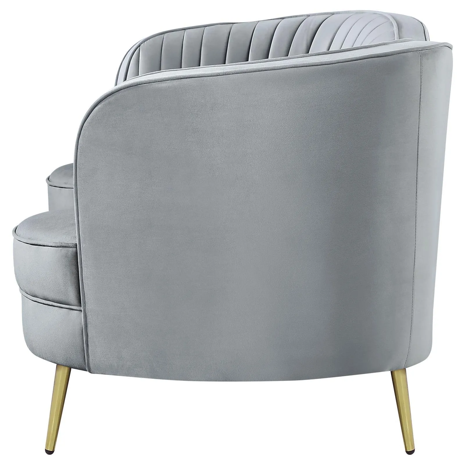 Sophia Gray/Gold Upholstered Loveseat with Camel Back - Image 5