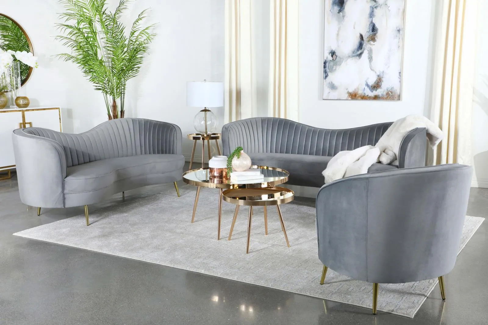 Sophia Upholstered Chair Gray/Gold - Image 9