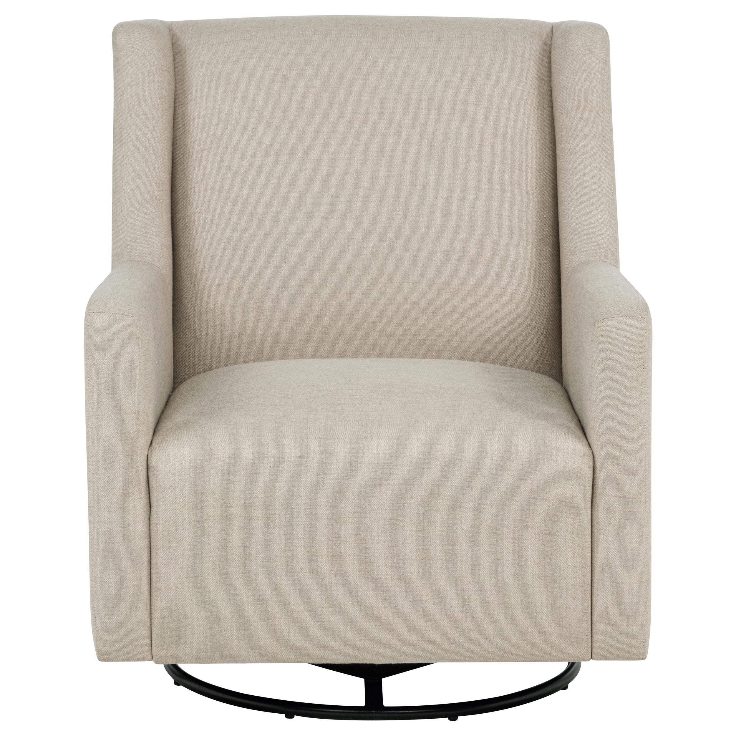 Sorrel Latte Upholstered Swivel Glider Arm Chair - Image 3
