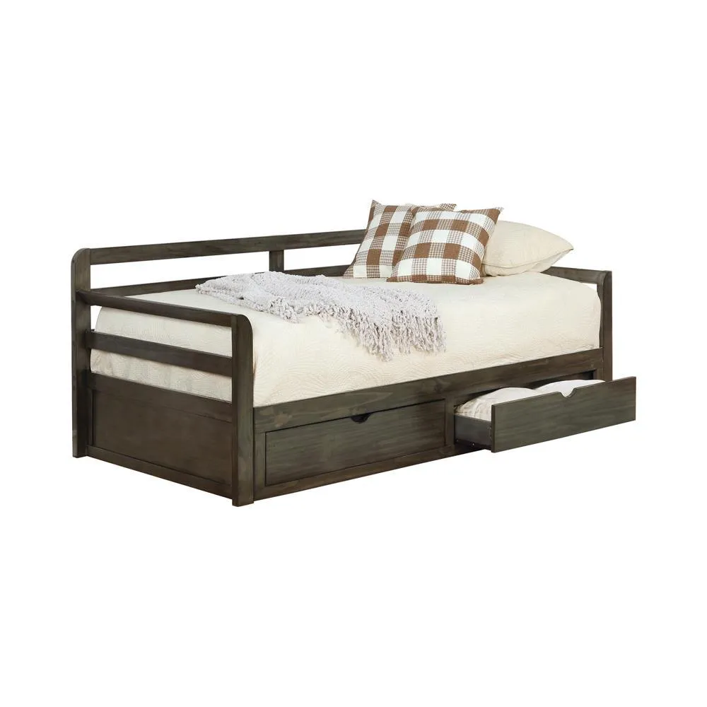 Sorrento Gray 2-Drawer Twin Daybed with Extension Trundle - Image 3