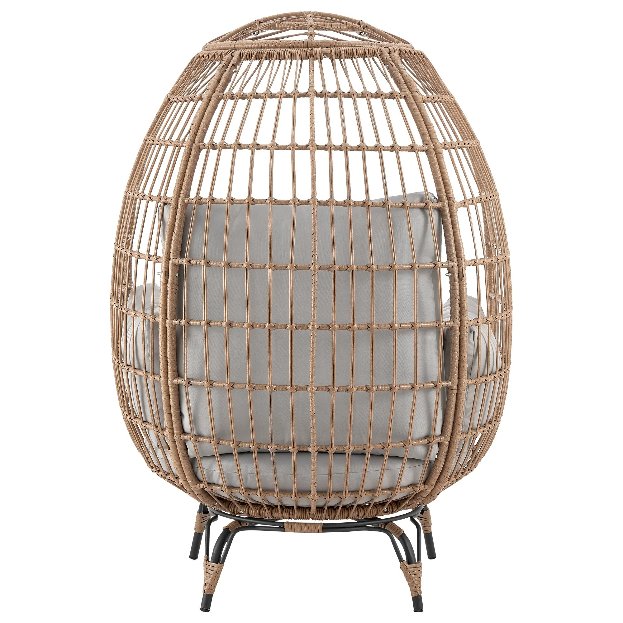 Spezia Patio Freestanding Egg Chair with Grey Cushions - Image 6
