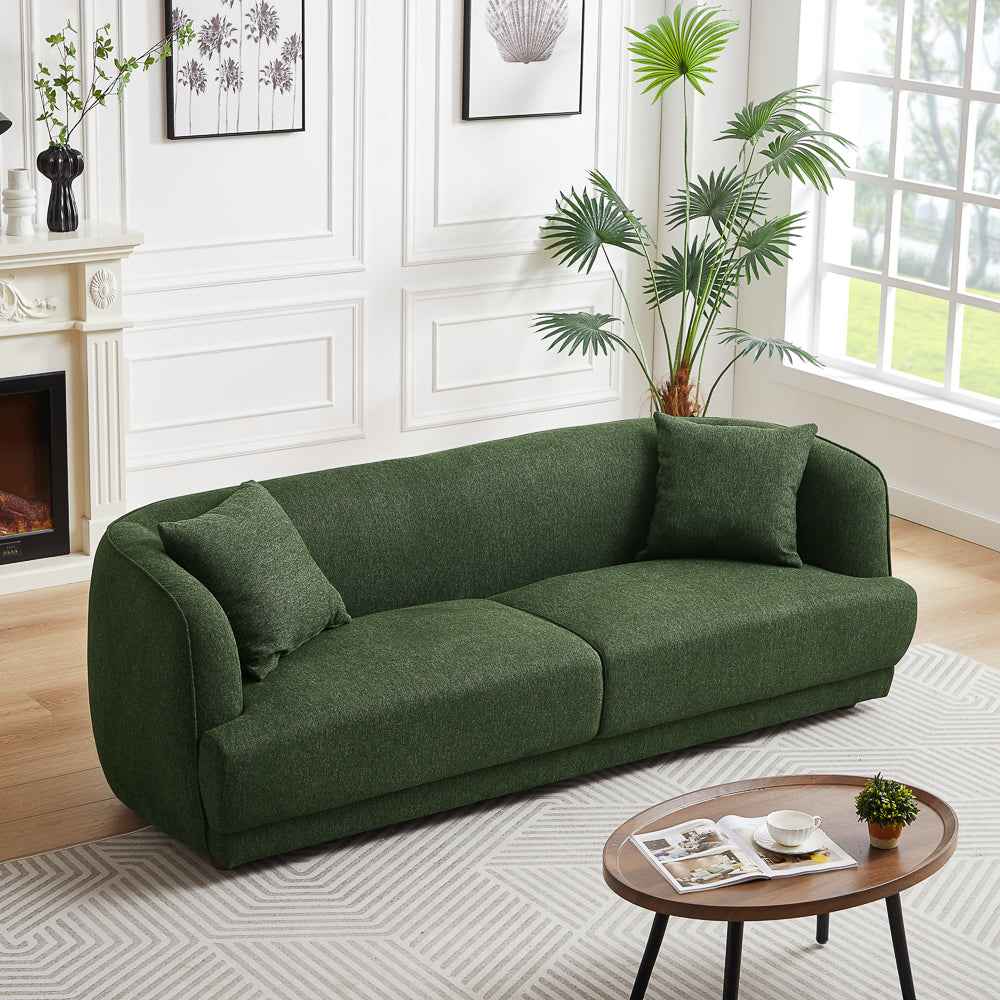Stanmer Living Room Luxury Fabric Linen Couch in Green - Image 2