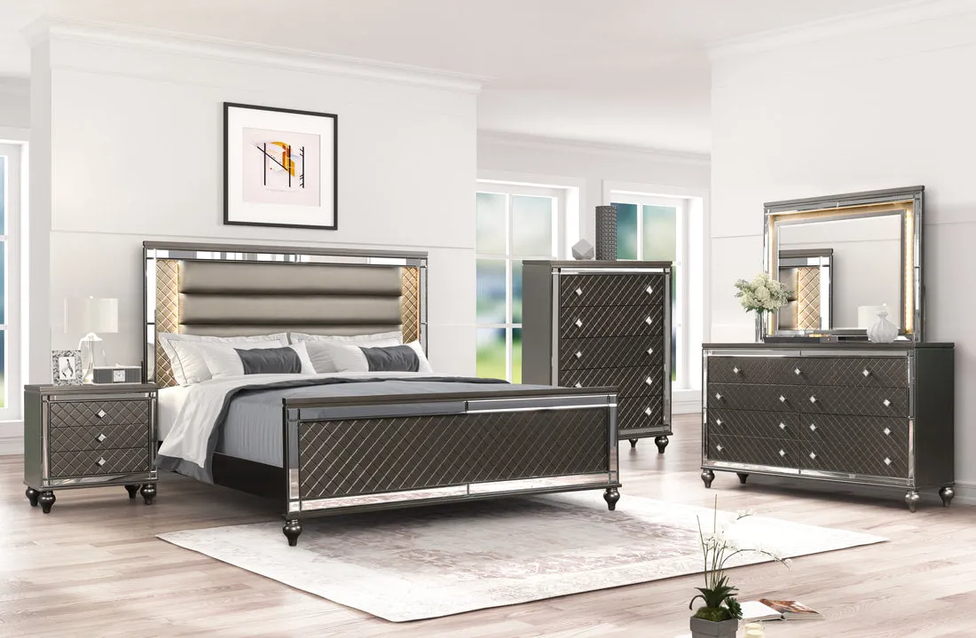 Stars Charcoal 5-piece Queen Bedroom Set