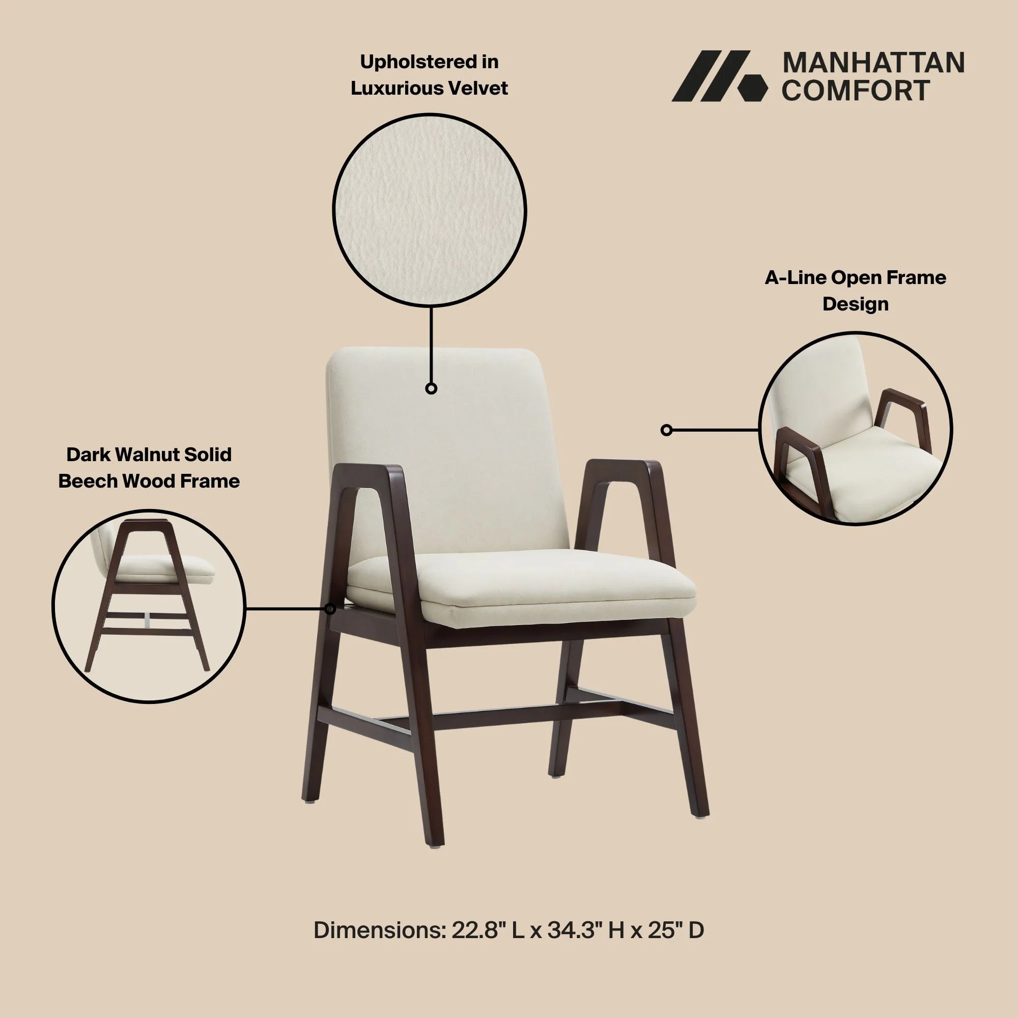 Stella Dining Armchair in Cream - Image 4