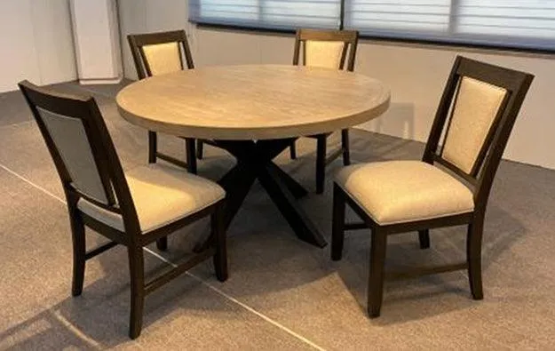 Stevens Charcoal Black and Light Gray Round Dining Table - Image 5