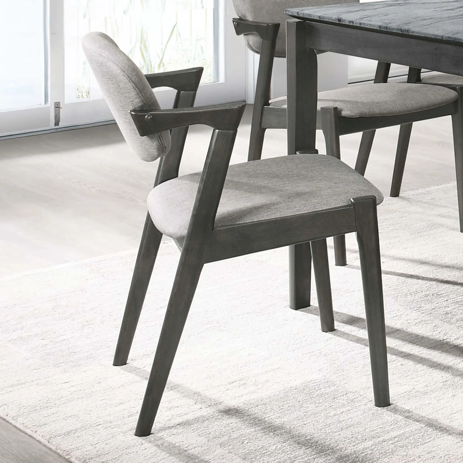 Stevie Brown Gray/Black Upholstered Side Chairs with Demi Arm, Set of 2 - Image 8