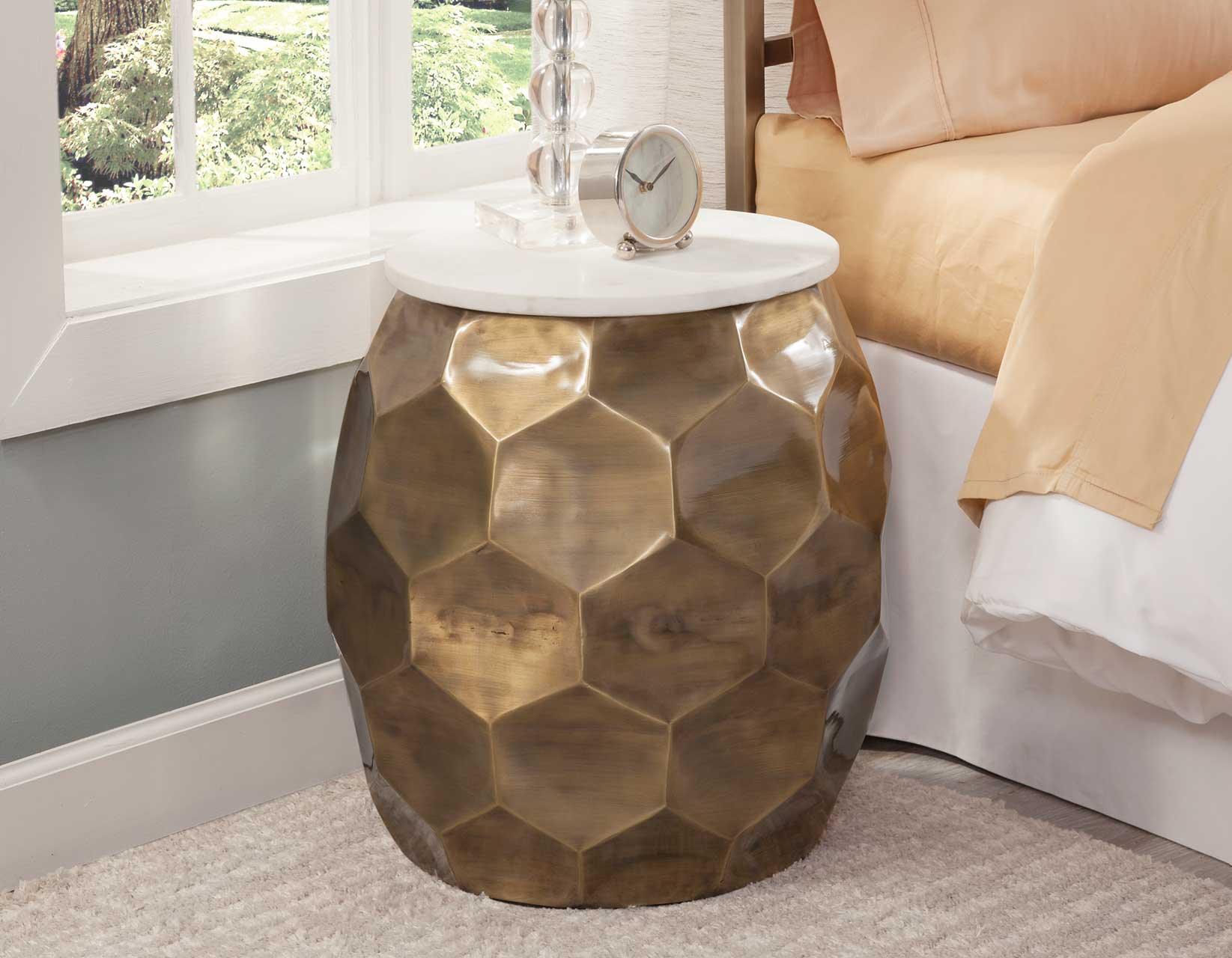 Stomp Round End Table w/0.5″ Marble Top - Image 2