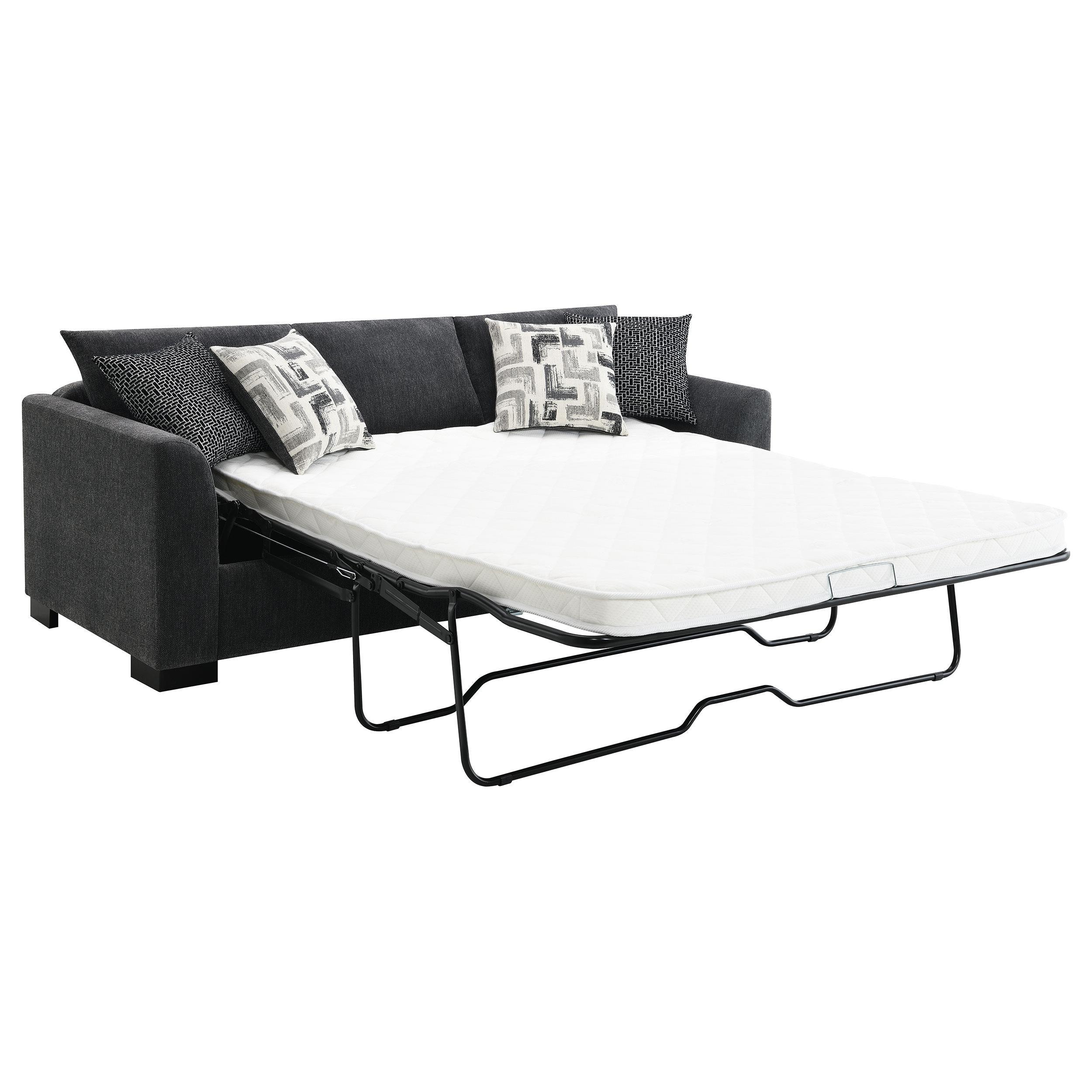 Storey Dark Grey Upholstered Sleeper Sectional Chaise Sofa - Image 5