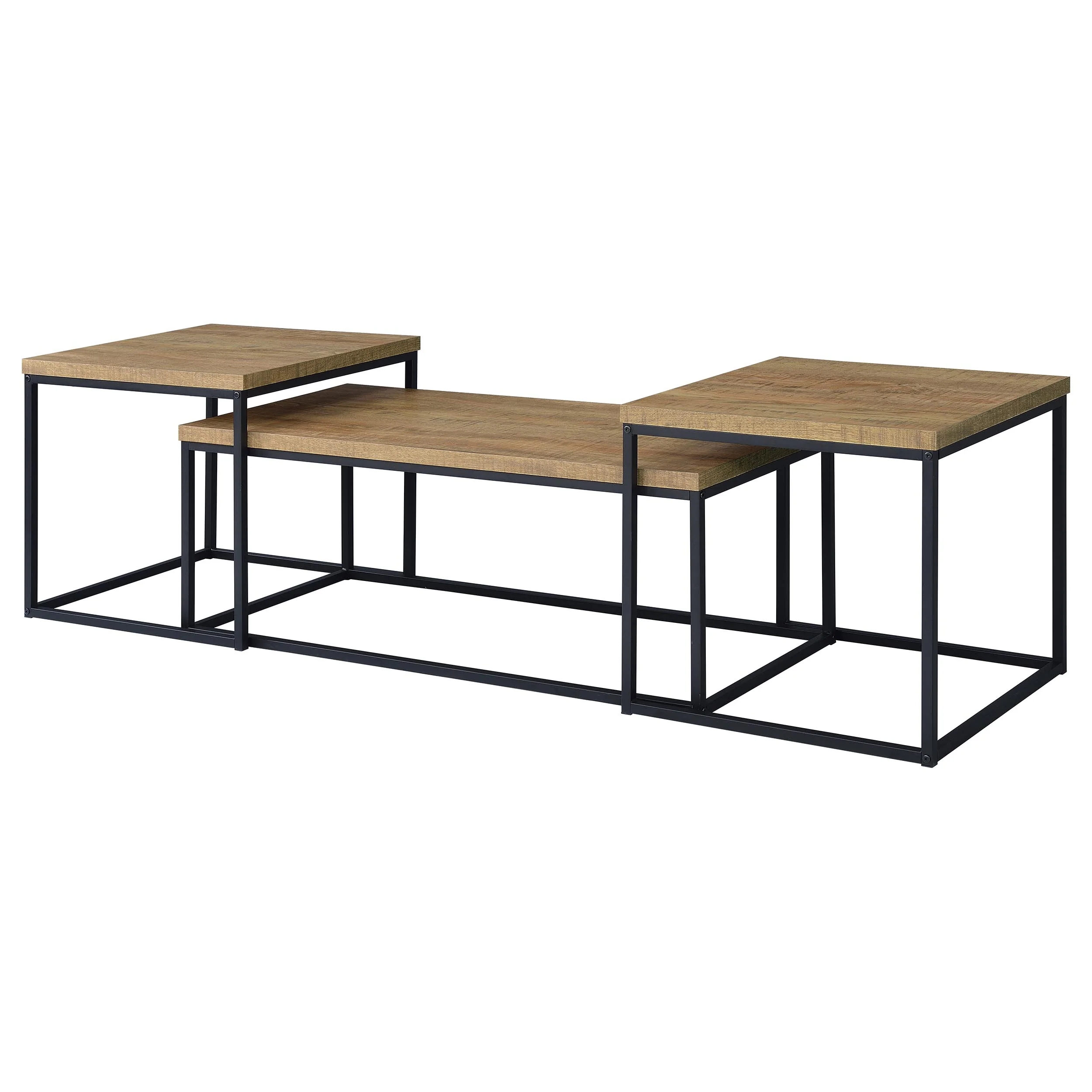 Straden Mango and Black 3-piece Engineered Wood Coffee Table Set - Image 5
