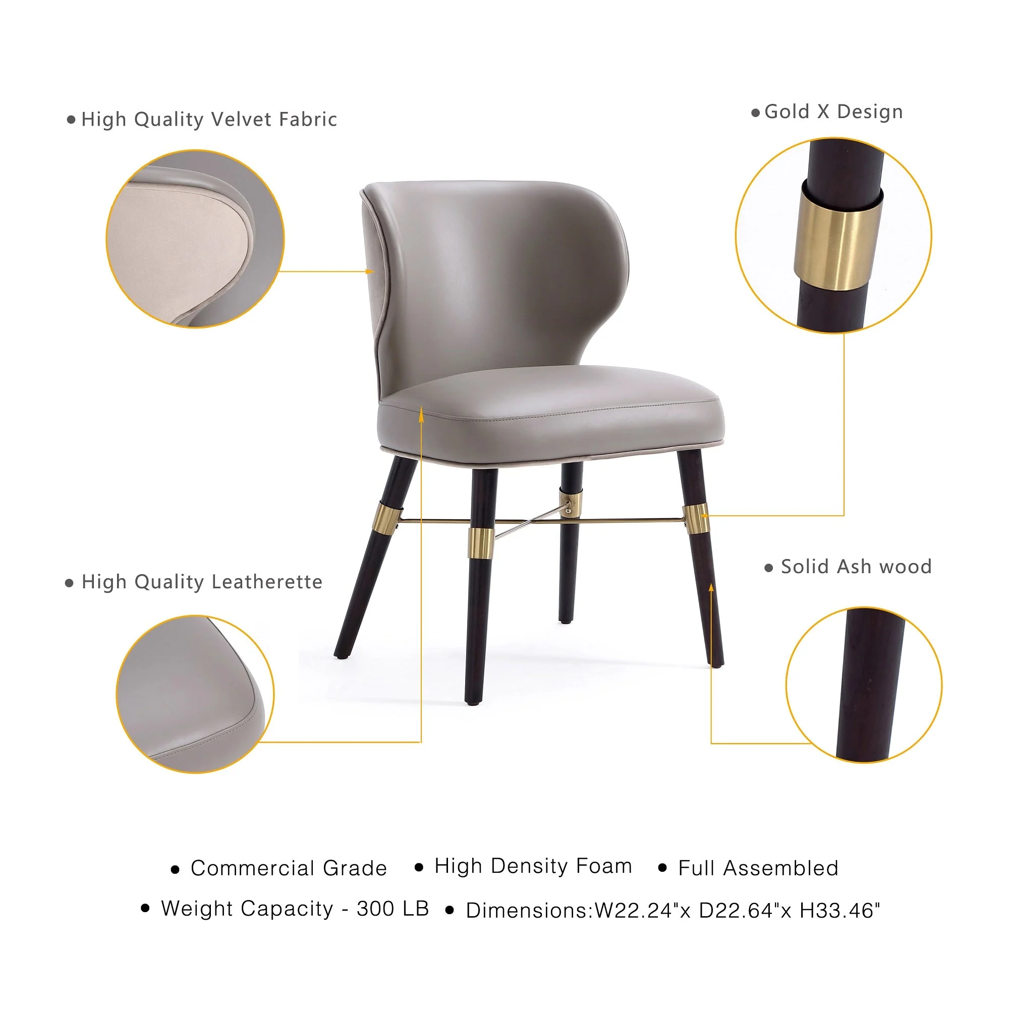 Strine Dining Chair in Dark Taupe - Image 4