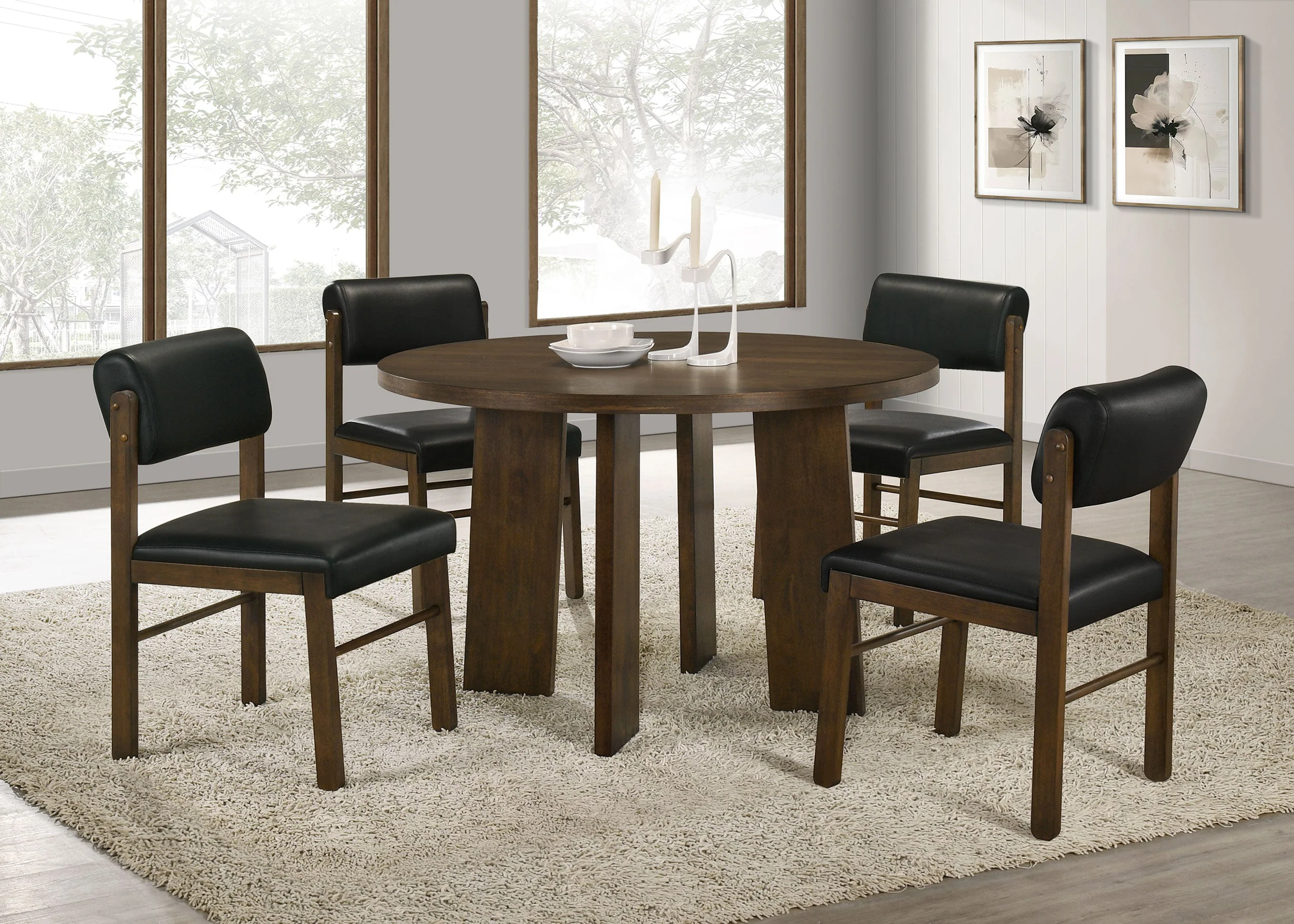 Strouse Black/Walnut 5-piece Dining Set