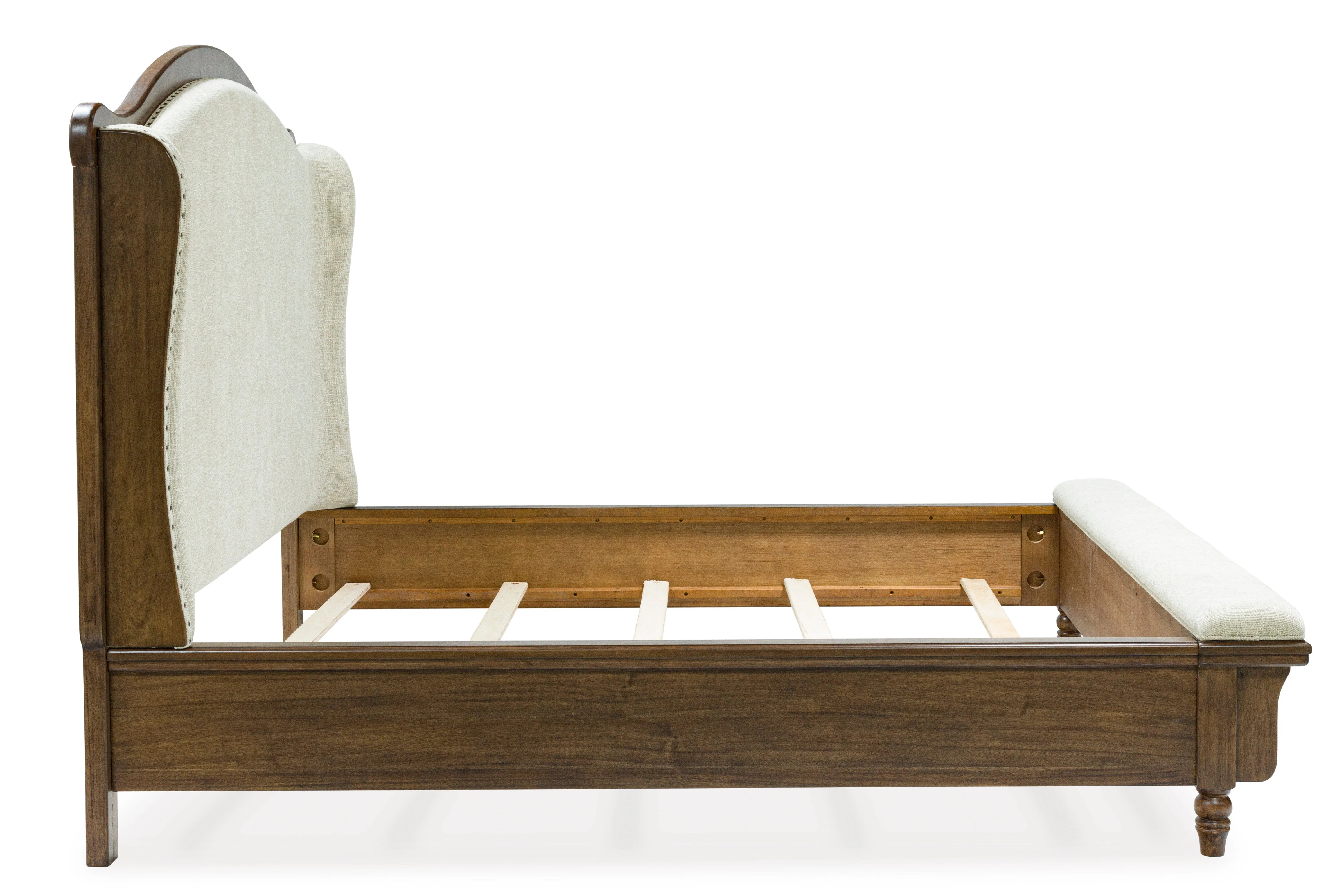 Sturlayne Brown Queen Upholstered Panel Bed with Footboard Bench - Image 4