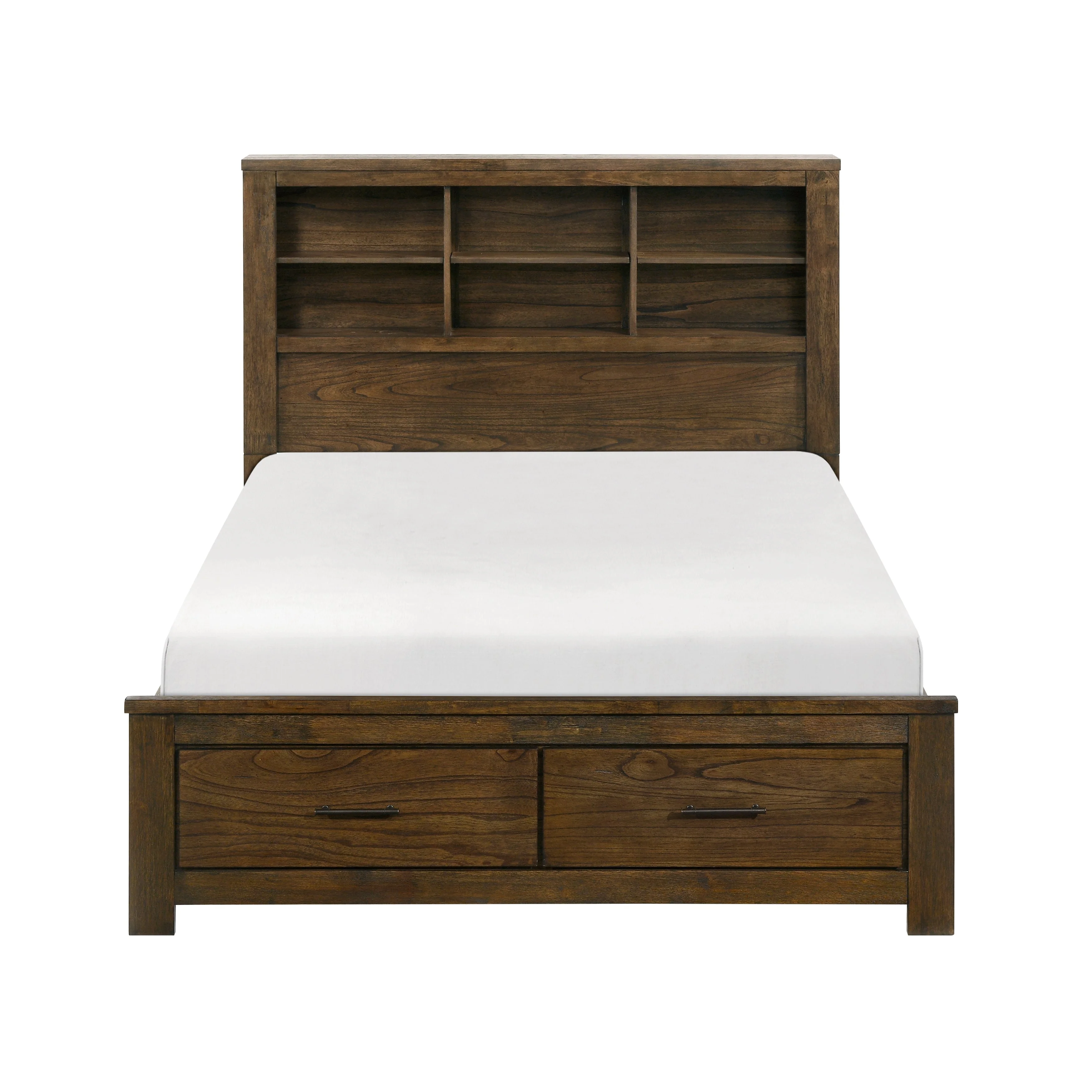 Sullivan Brown Queen Bookcase Storage Platform Bed