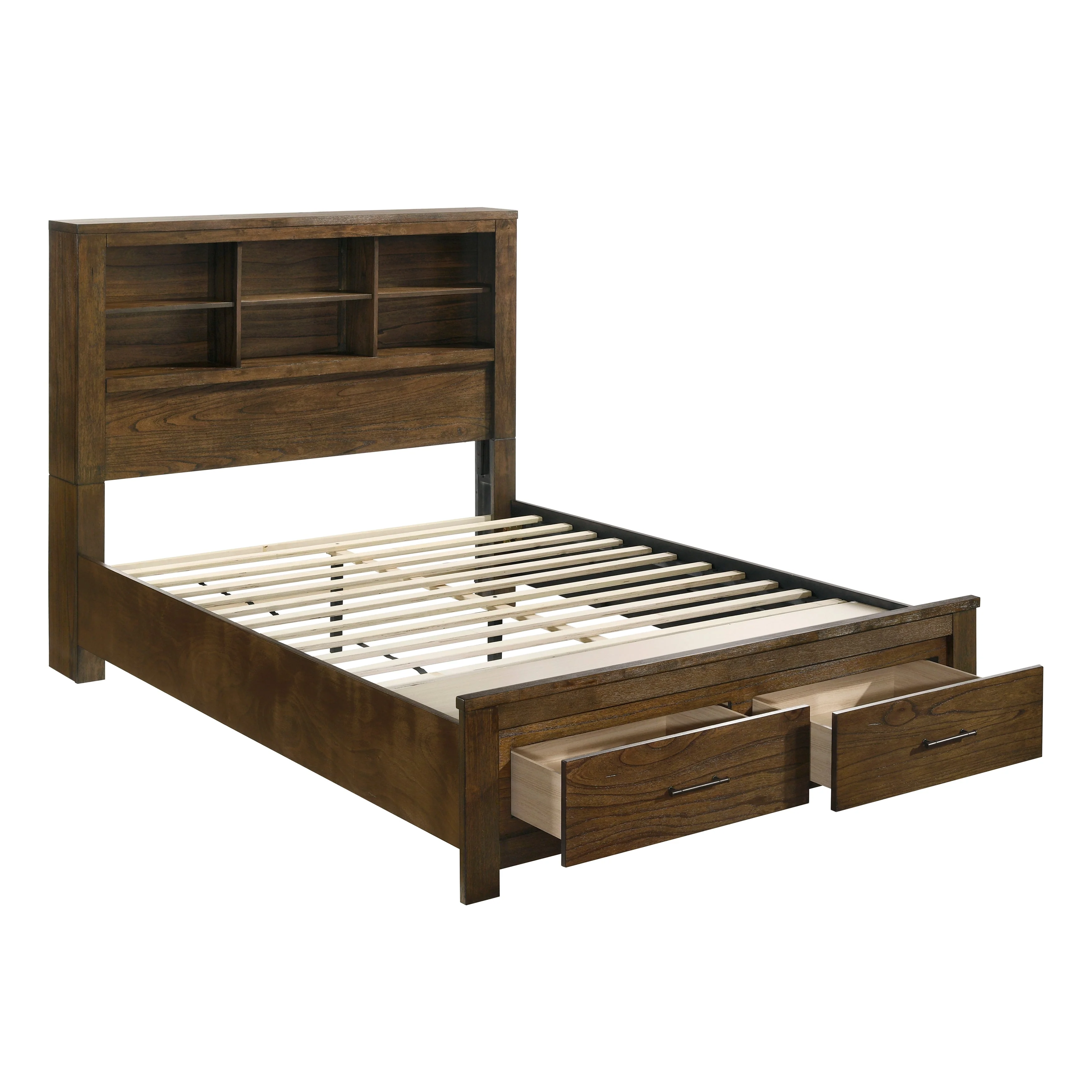 Sullivan Brown Queen Bookcase Storage Platform Bed - Image 4