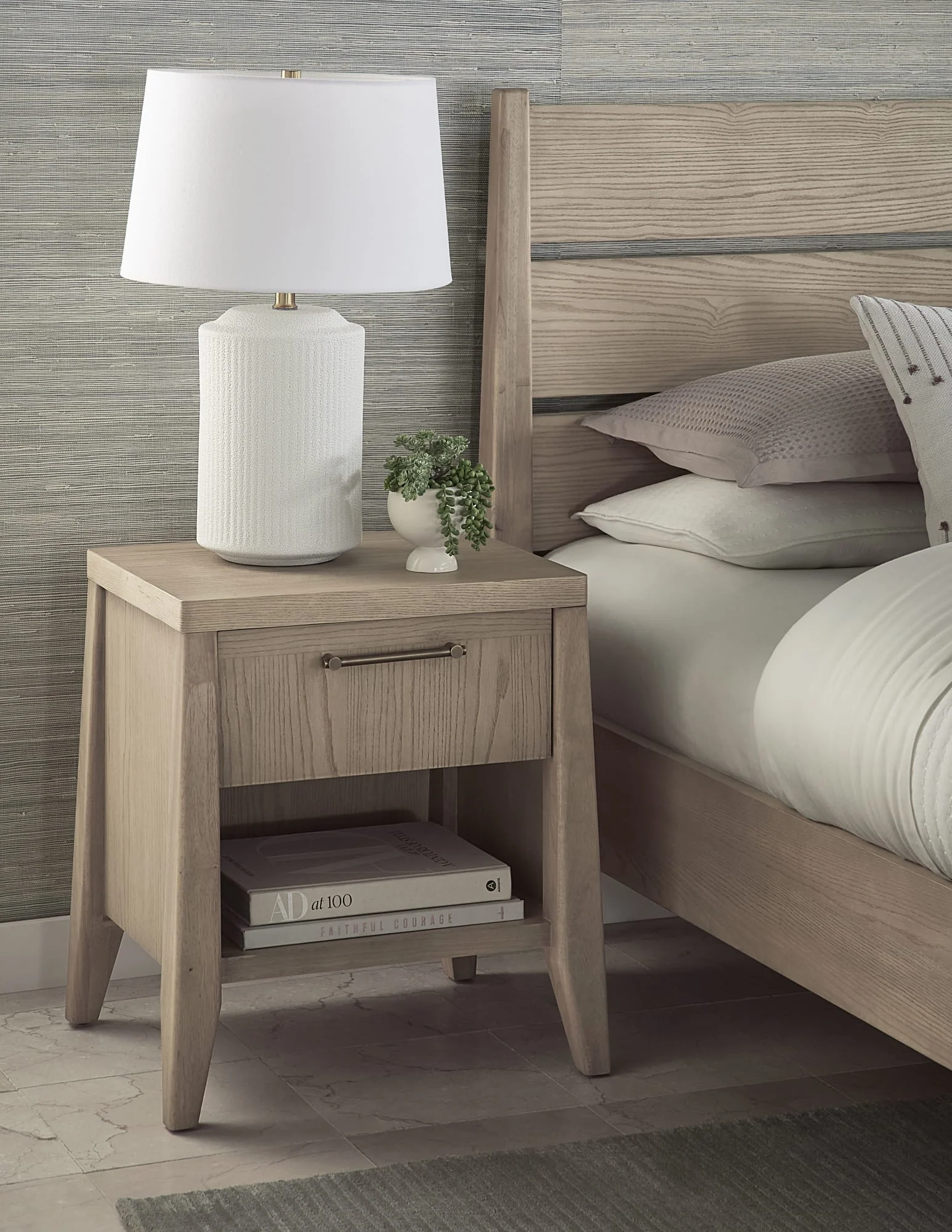 Sumire Ginger One Drawer One Shelf Ash Wood Nightstand - Image 2