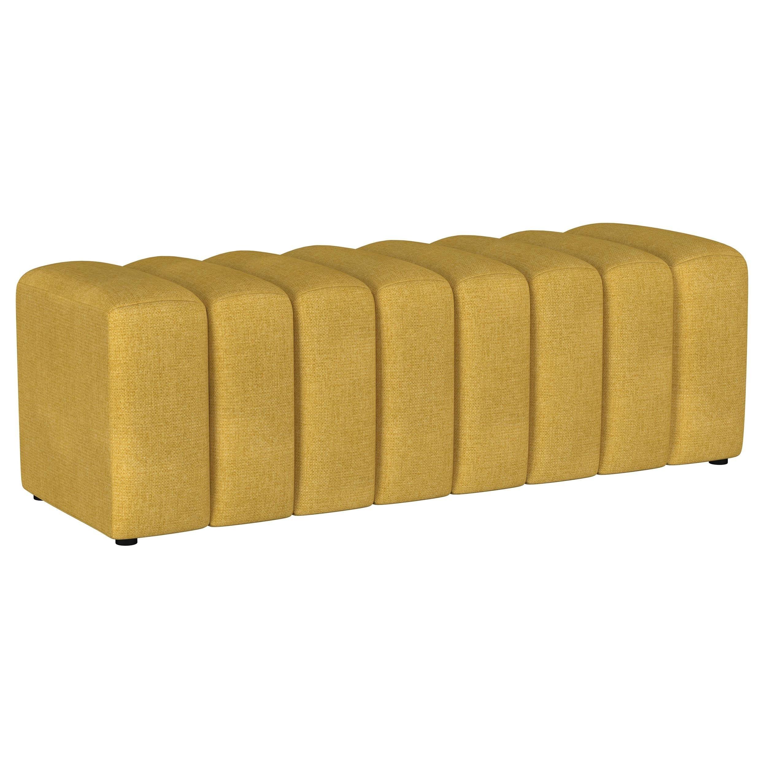 Summer Mustard Yellow Upholstered Channel Tufted Accent Bench - Image 2