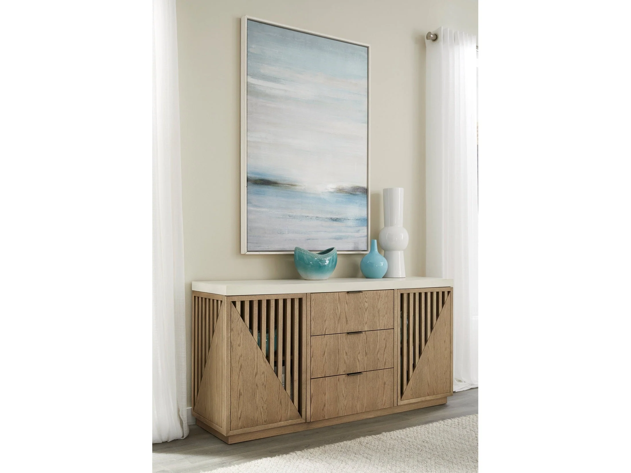 Sumner Three Drawer Two Door Sideboard in Natural