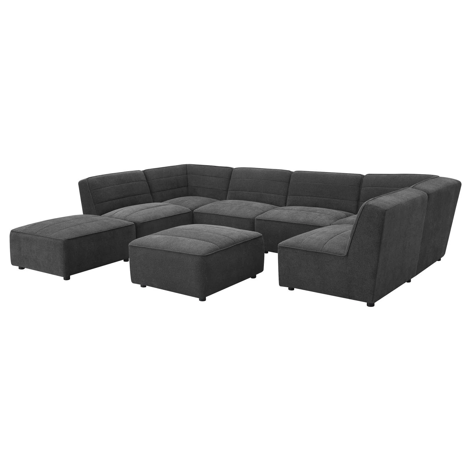 Sunny Dark Charcoal Upholstered Square Ottoman - Image 6