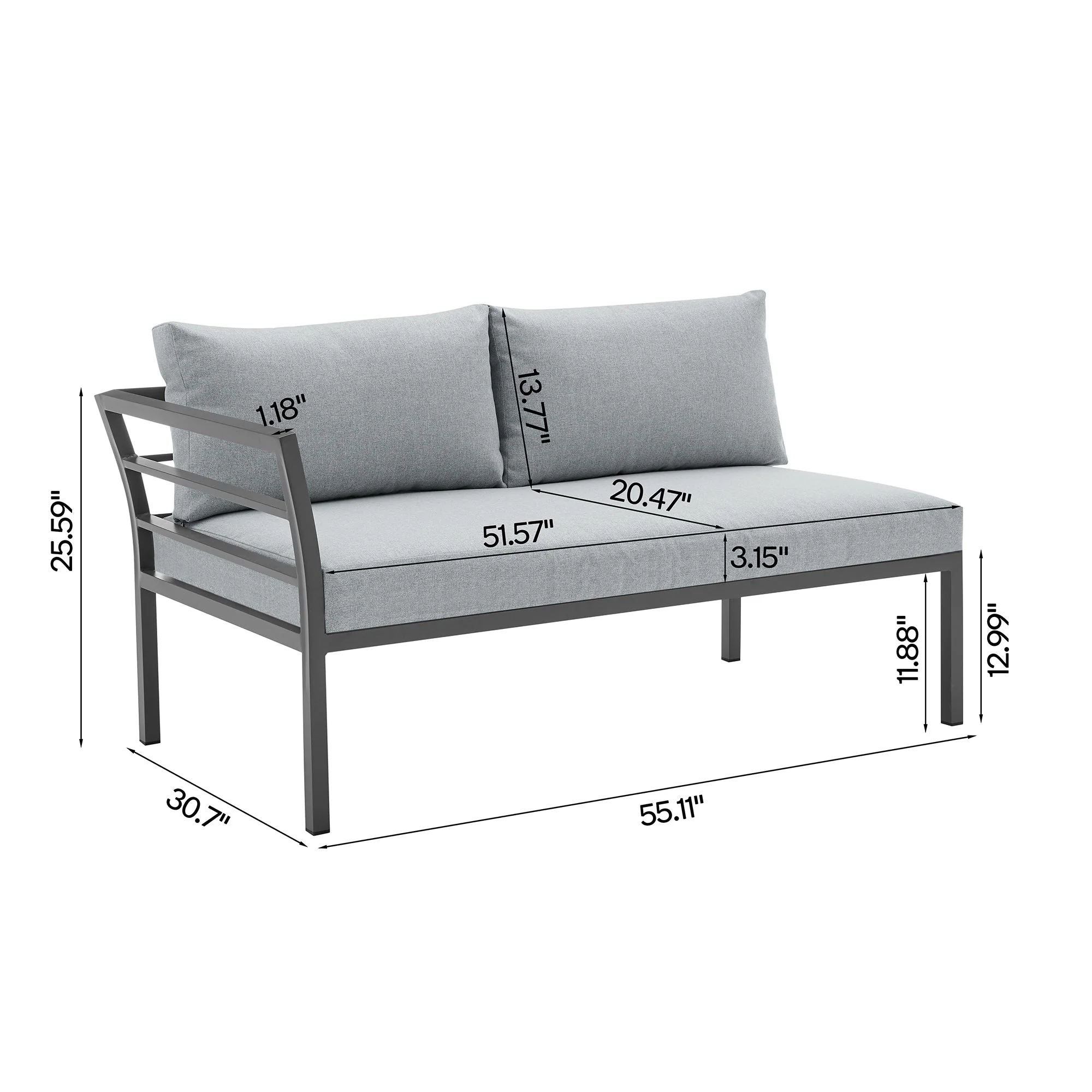 Sunnyside Corner Patio Conversation Set with Table in Grey on Grey - Image 3
