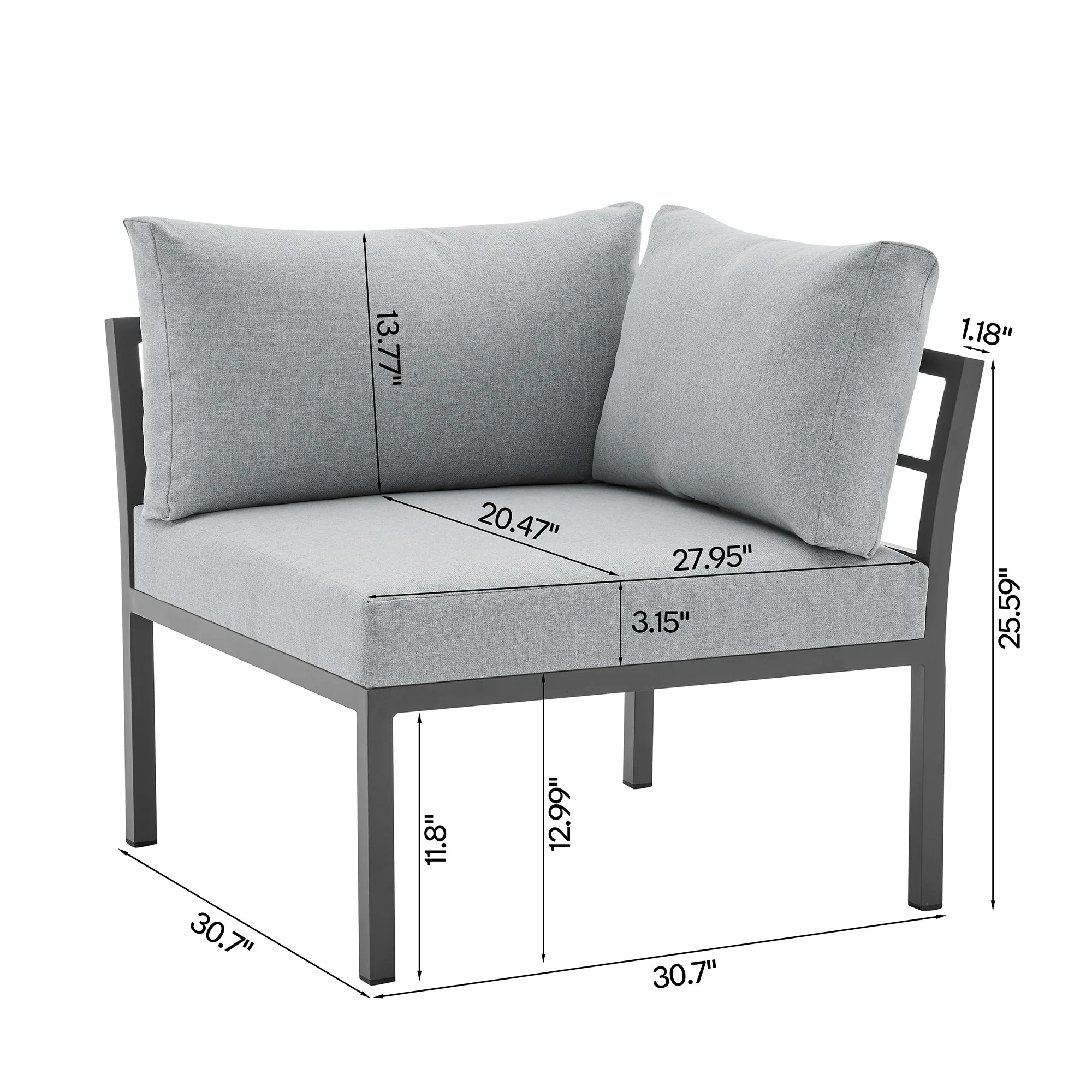 Sunnyside Corner Patio Conversation Set with Table in Grey on Grey - Image 6