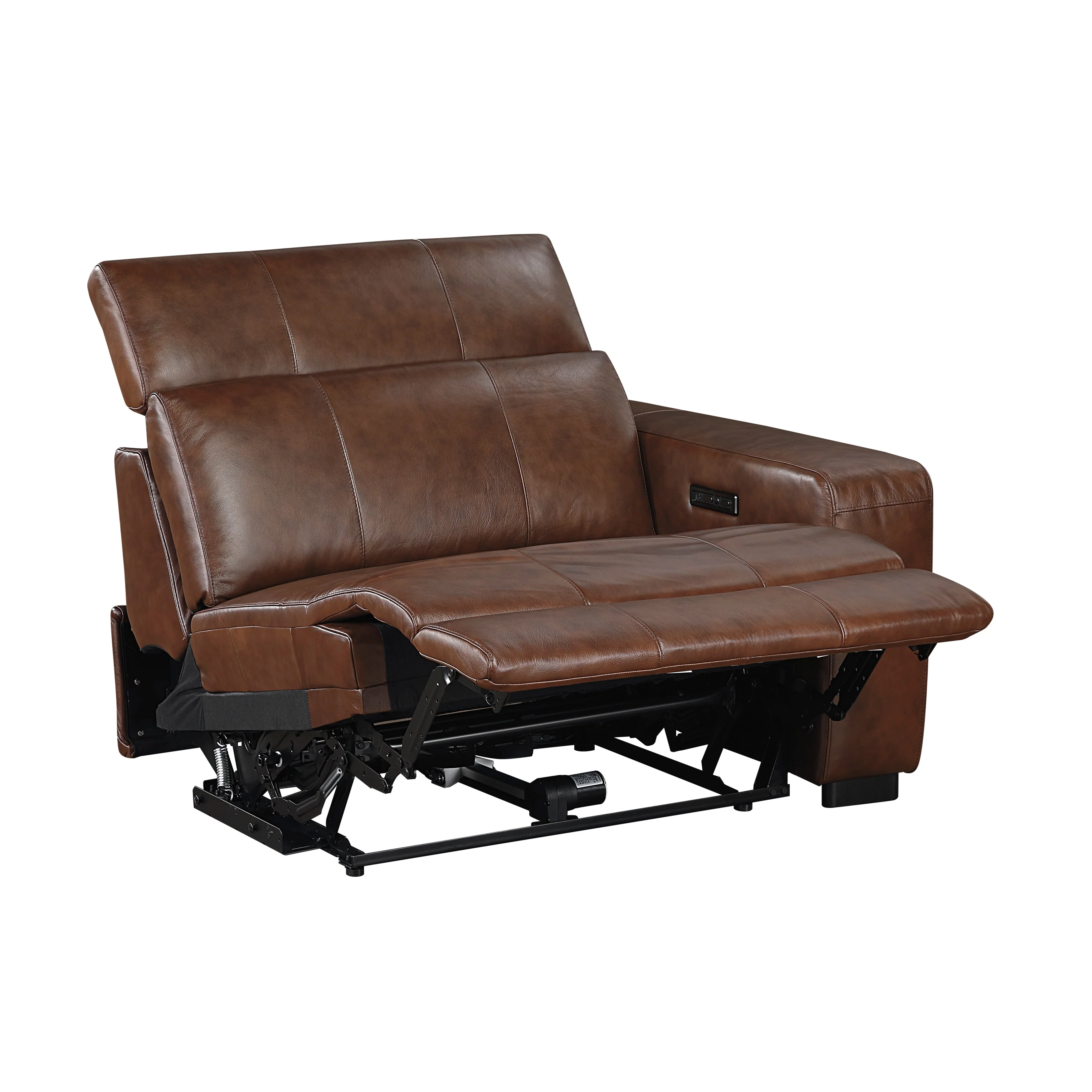 Sutton Brown Leather Power Double Reclining Loveseat with Center Console - Image 18