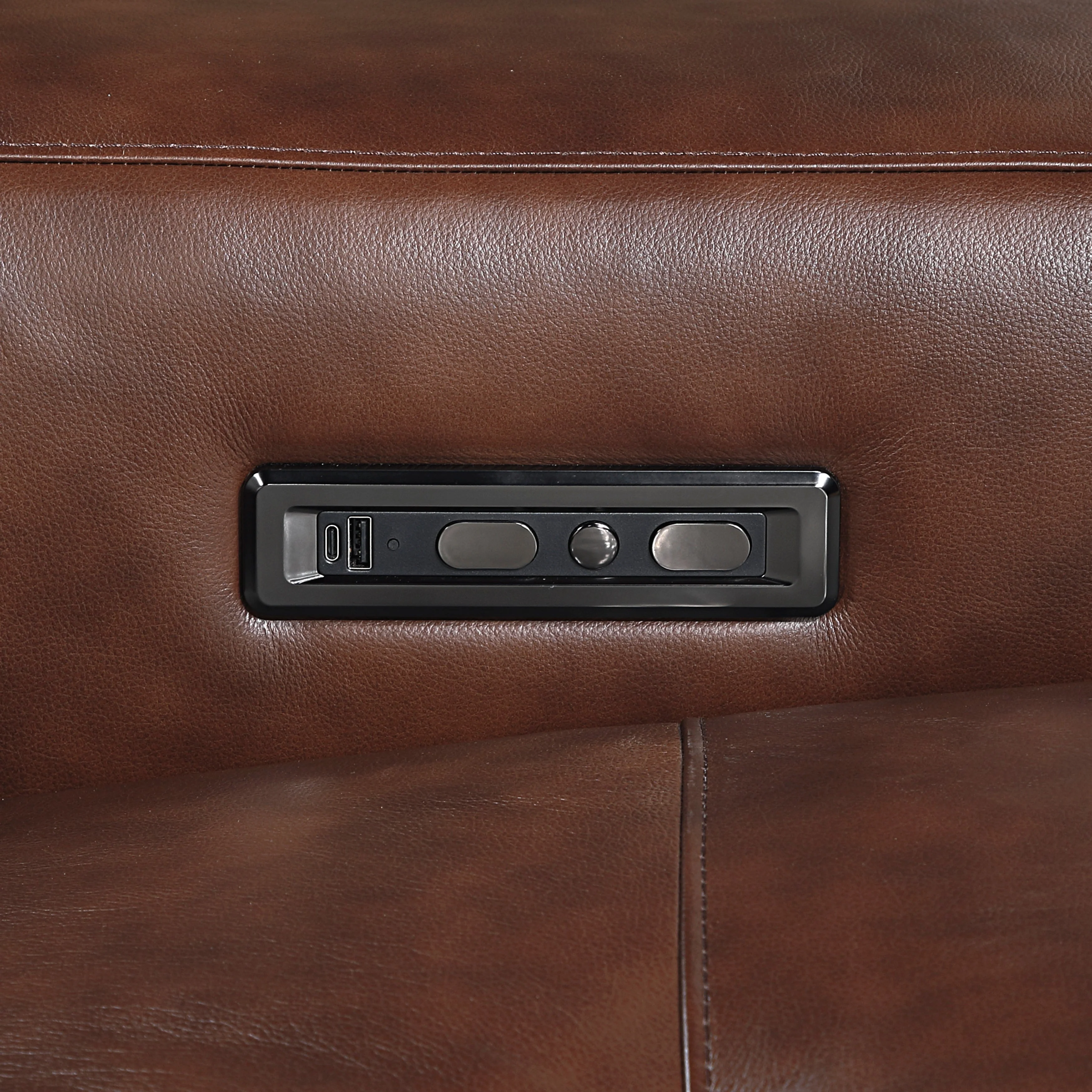 Sutton Brown Leather Power Double Reclining Loveseat with Center Console - Image 25