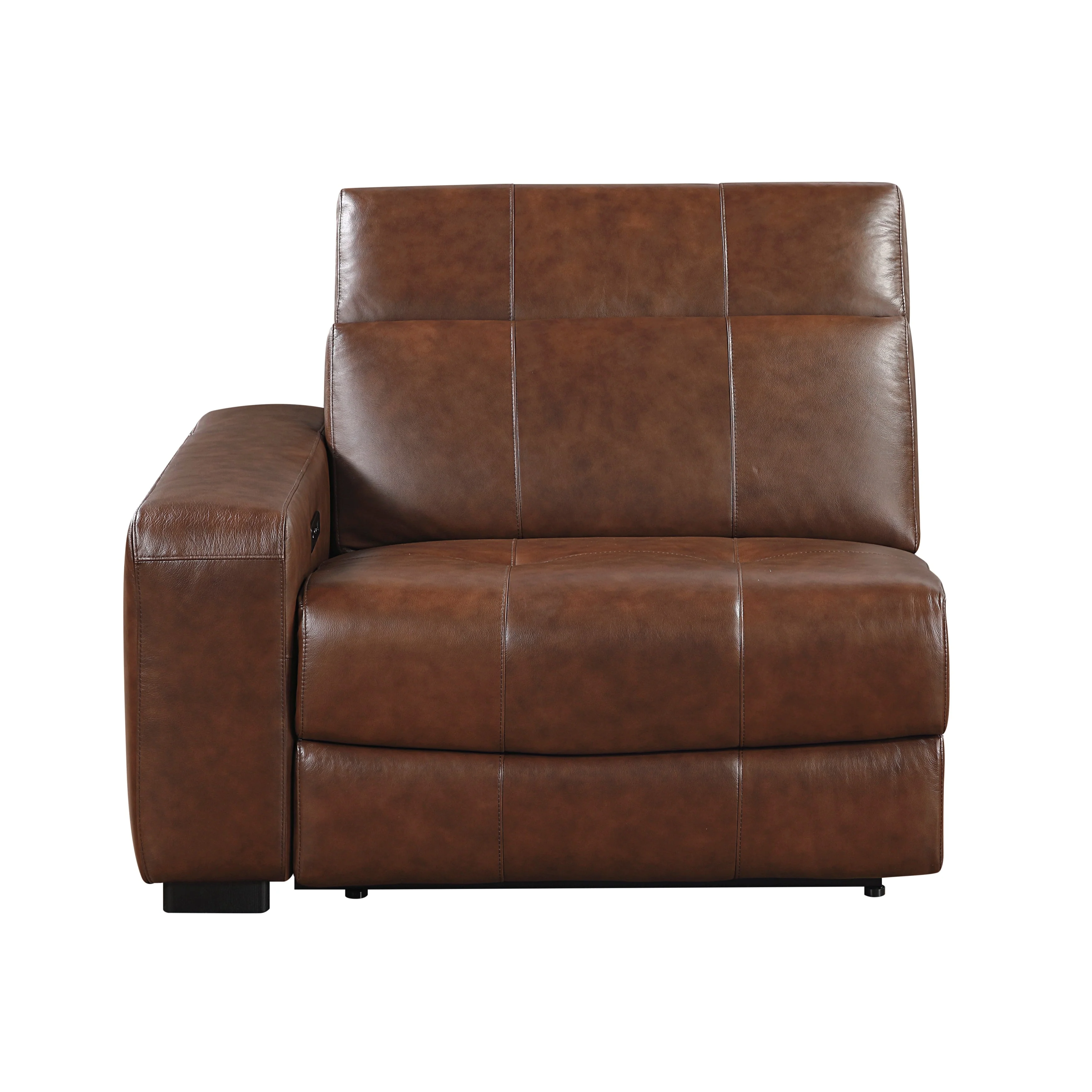 Sutton Brown Leather Power Double Reclining Sofa with Power Headrests and Charging Ports - Image 9
