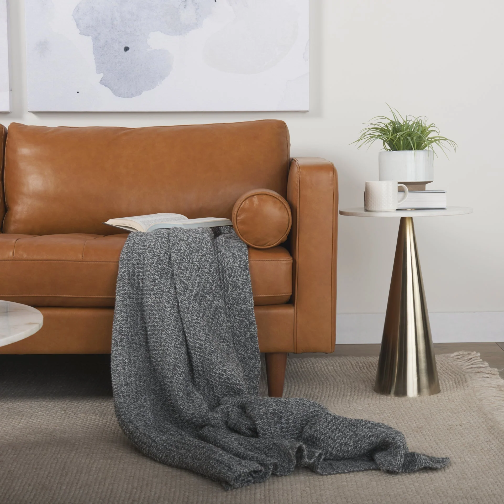 Svend Tan Leather Sofa - Image 13