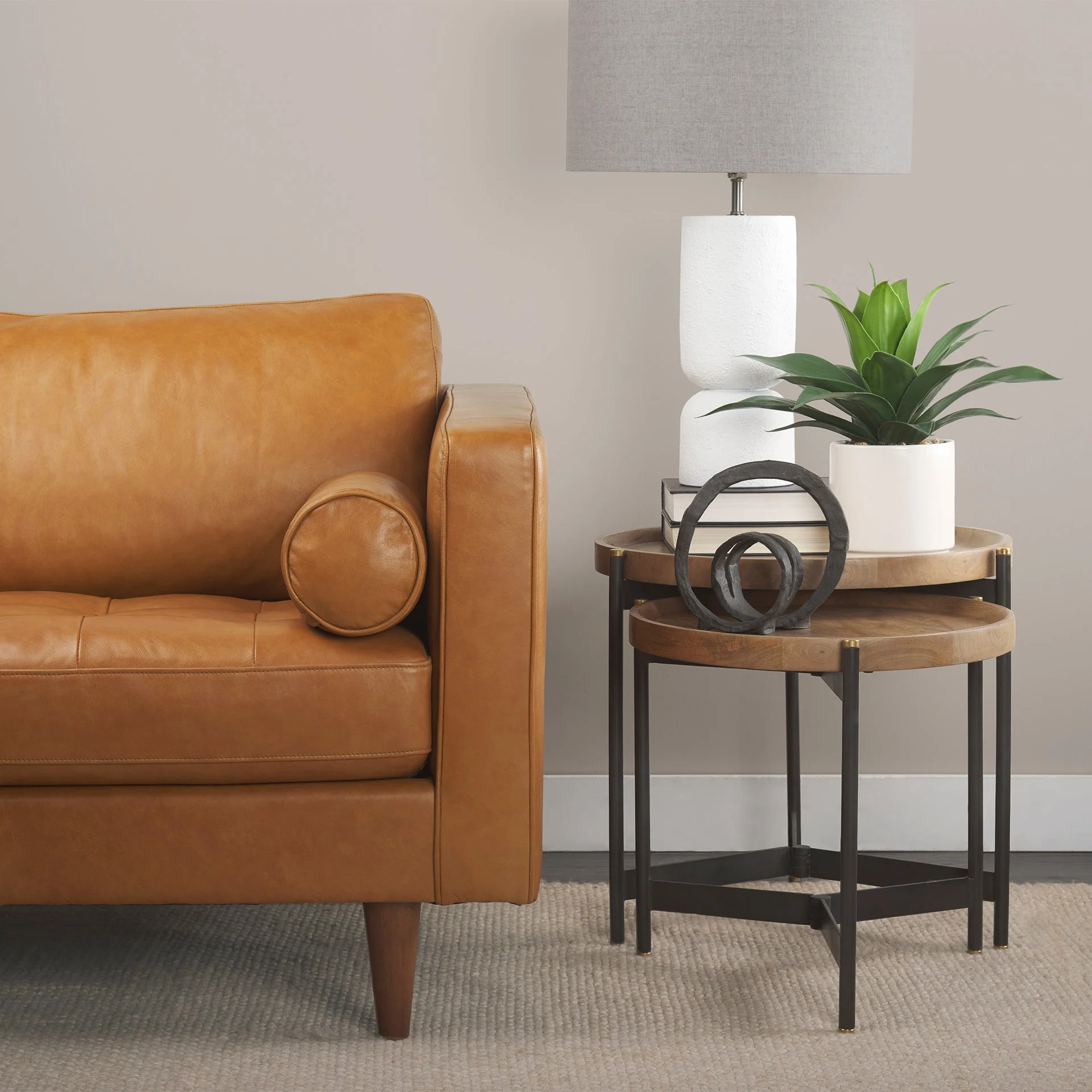 Svend Tan Leather Sofa - Image 15