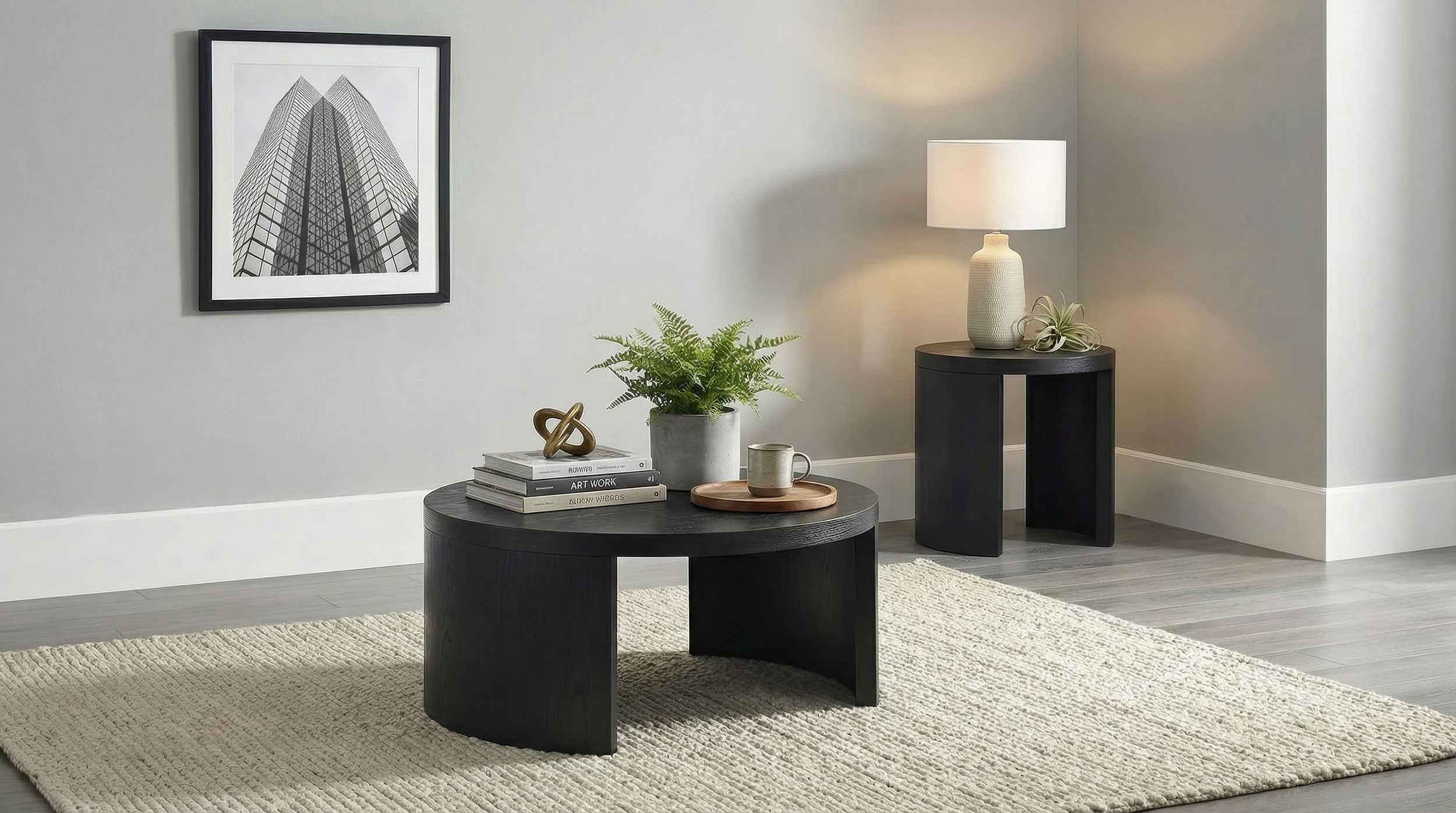 Sweeney Black 39-inch Round Wood Occasional Cocktail Coffee Table - Image 6