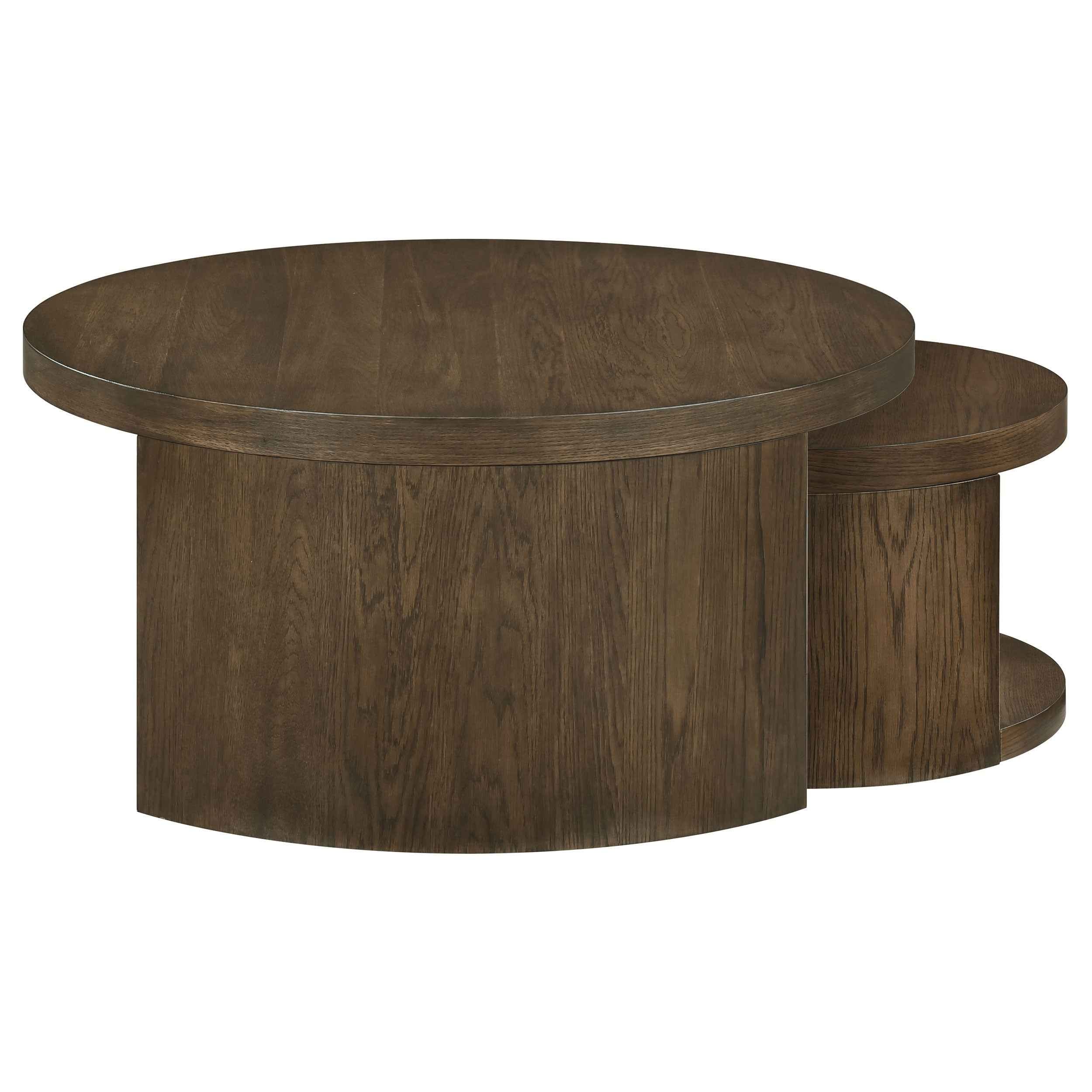 Sweeney Dark Walnut 2-piece Round Wood Occasional Nesting Table Set - Image 5