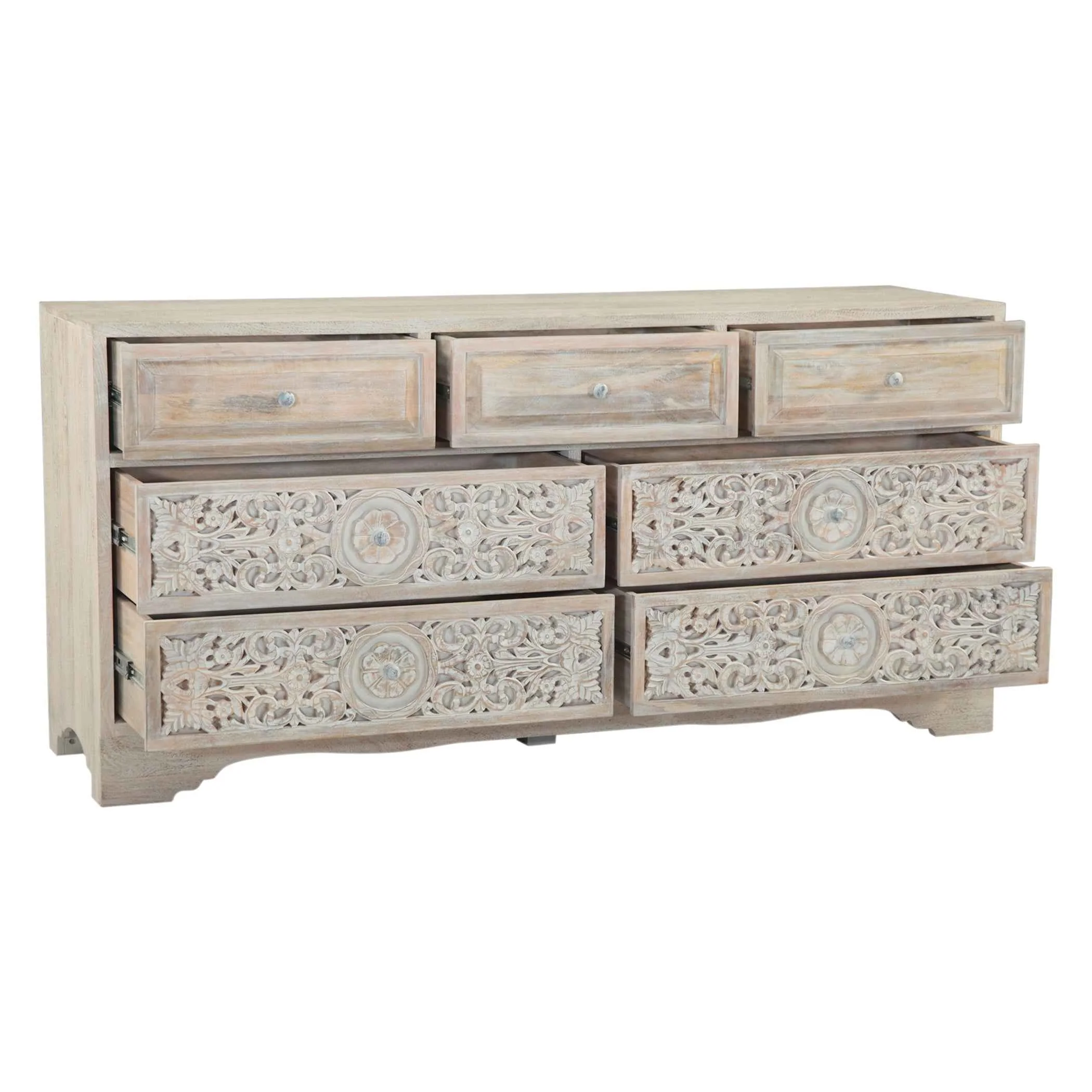 Taj 71" Dresser with Plinth Base in Carved Heirloom White - Image 2