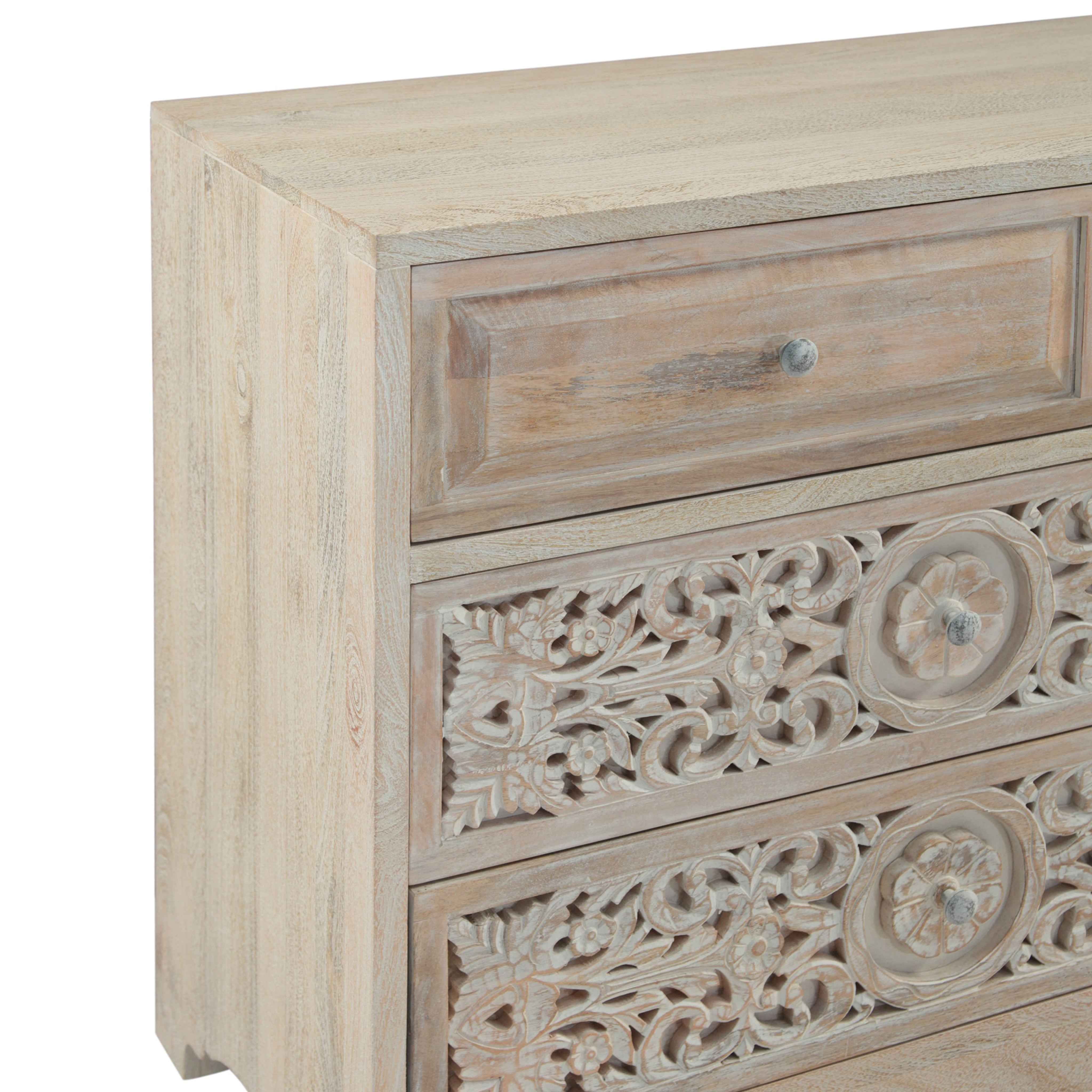 Taj 71" Dresser with Plinth Base in Carved Heirloom White - Image 5